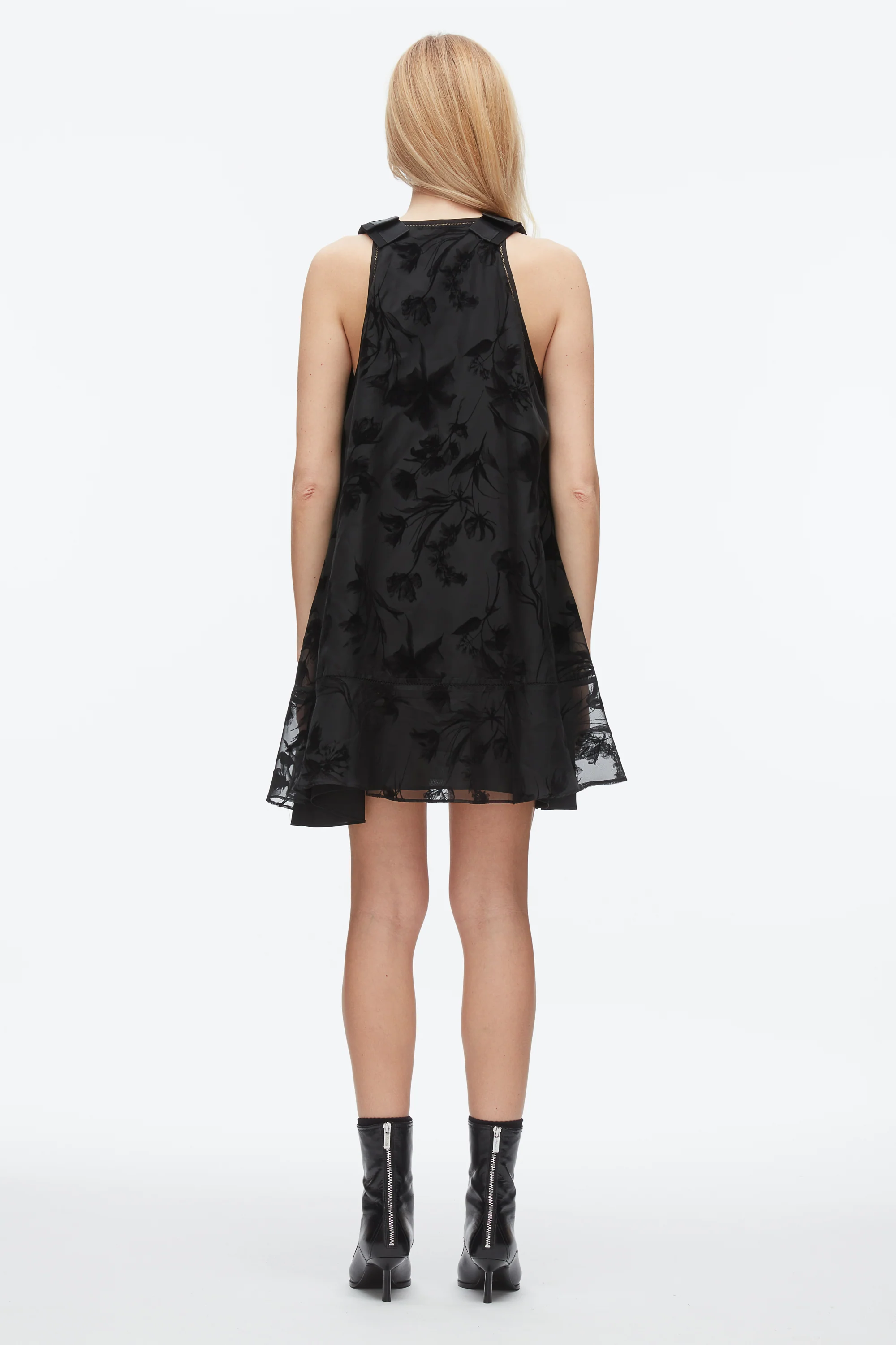 Flocked Organza Trapeze Dress - Image 4