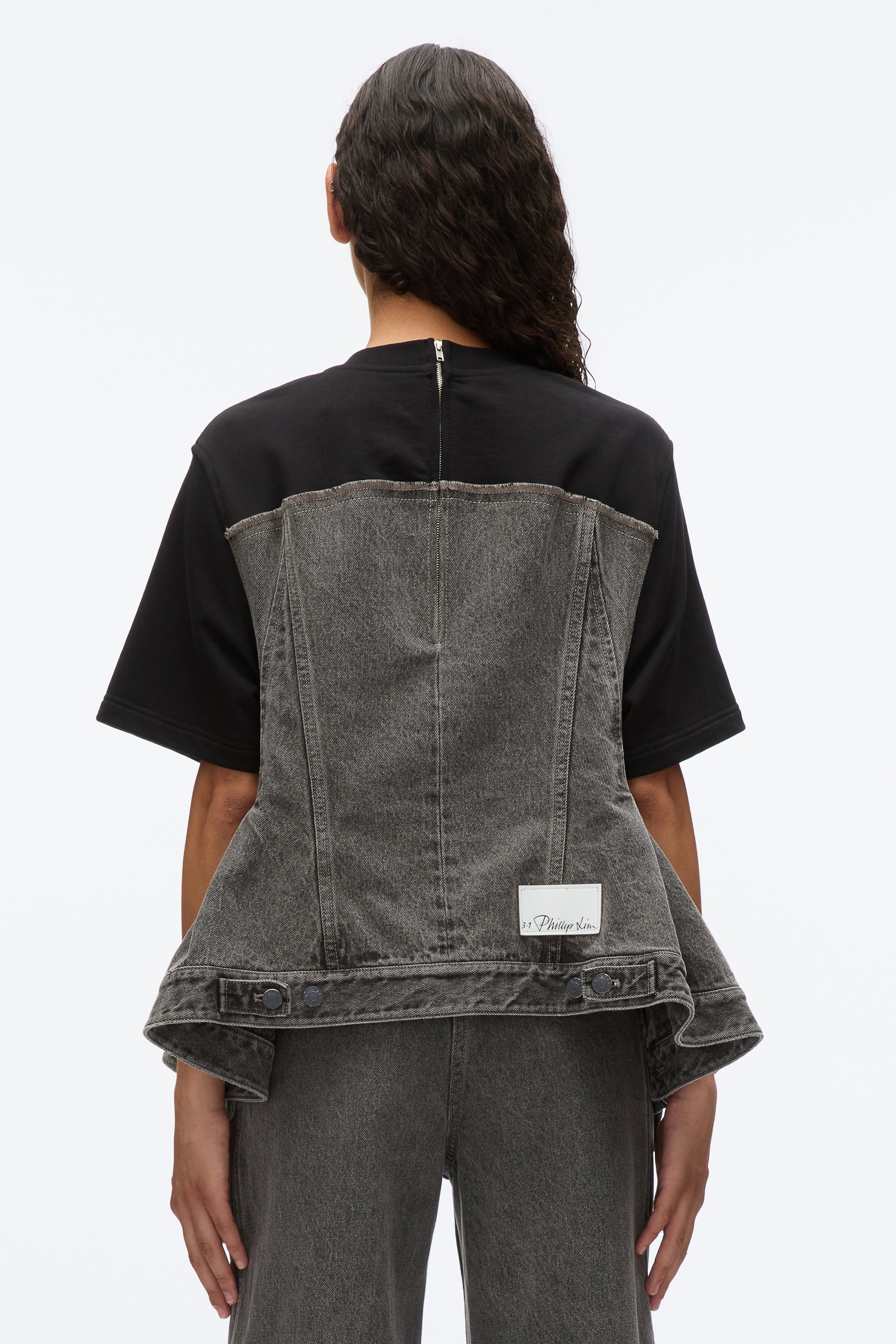 Flounce Hem Hybrid Denim Top - Image 5