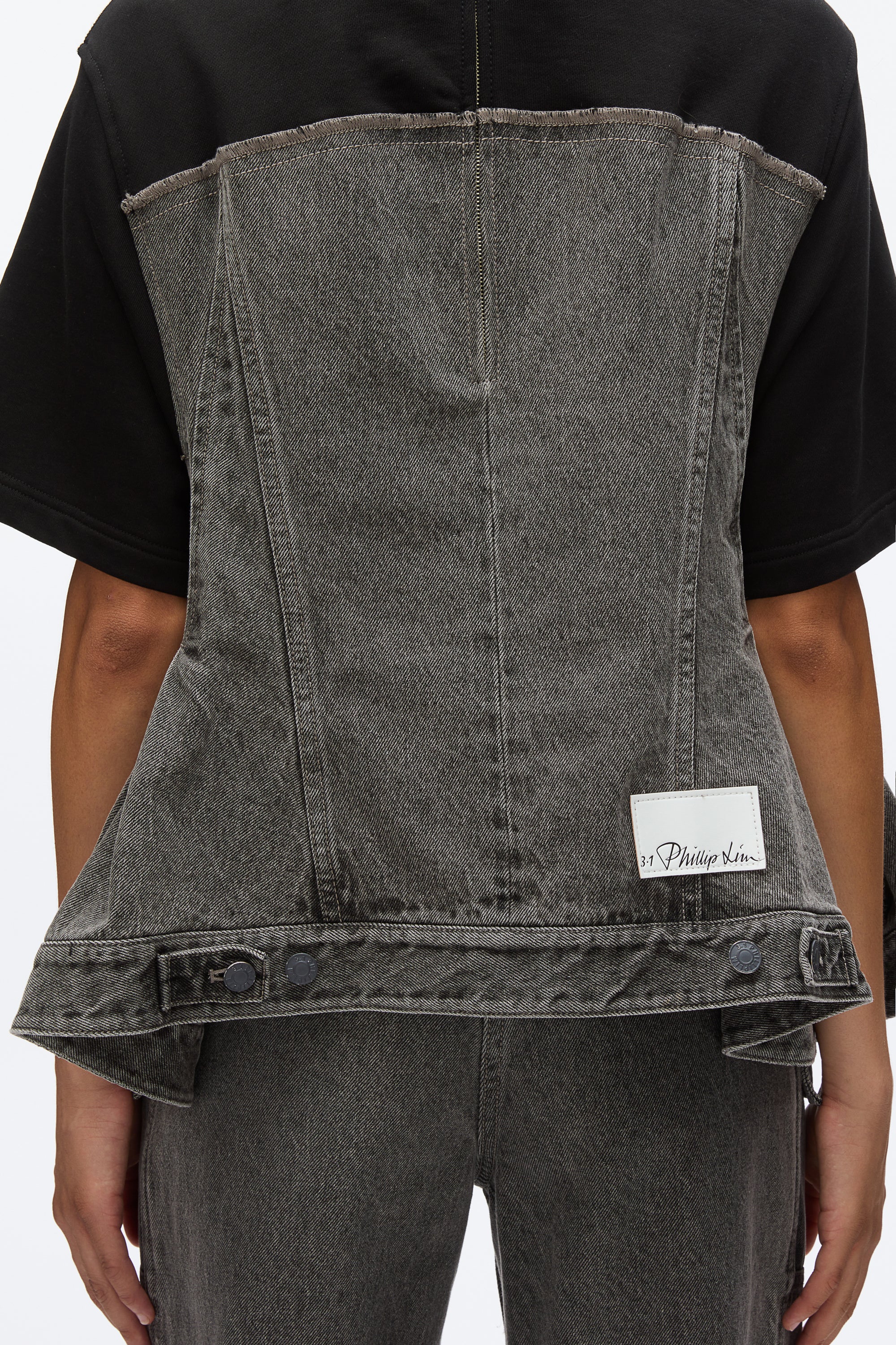 Flounce Hem Hybrid Denim Top - Image 7