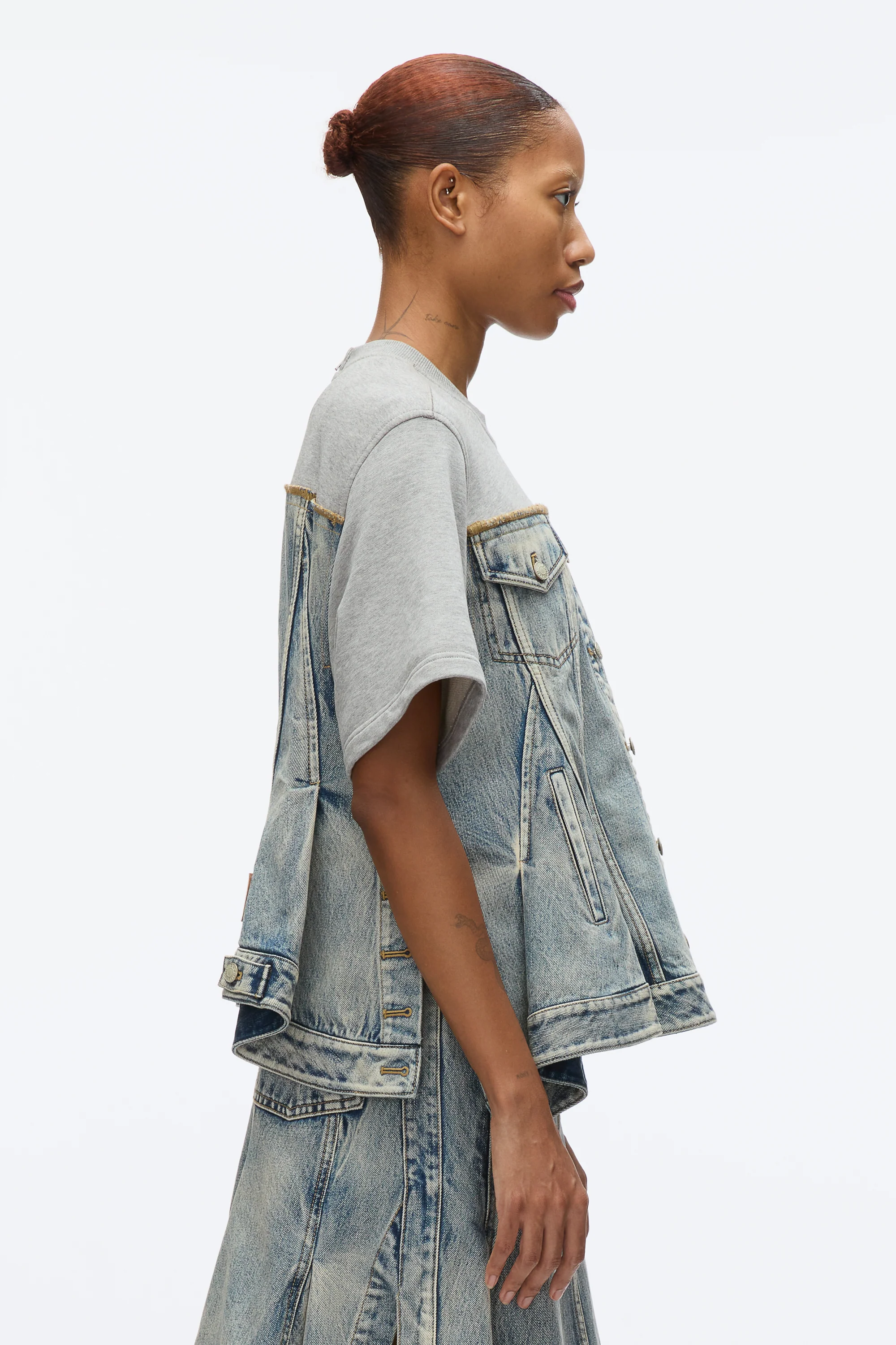 Flounce Hem Hybrid Denim Top - Image 3
