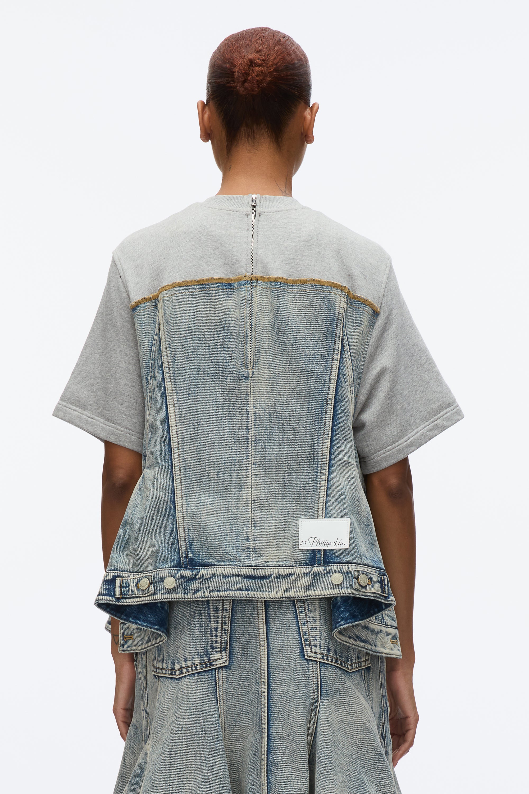 Flounce Hem Hybrid Denim Top - Image 4