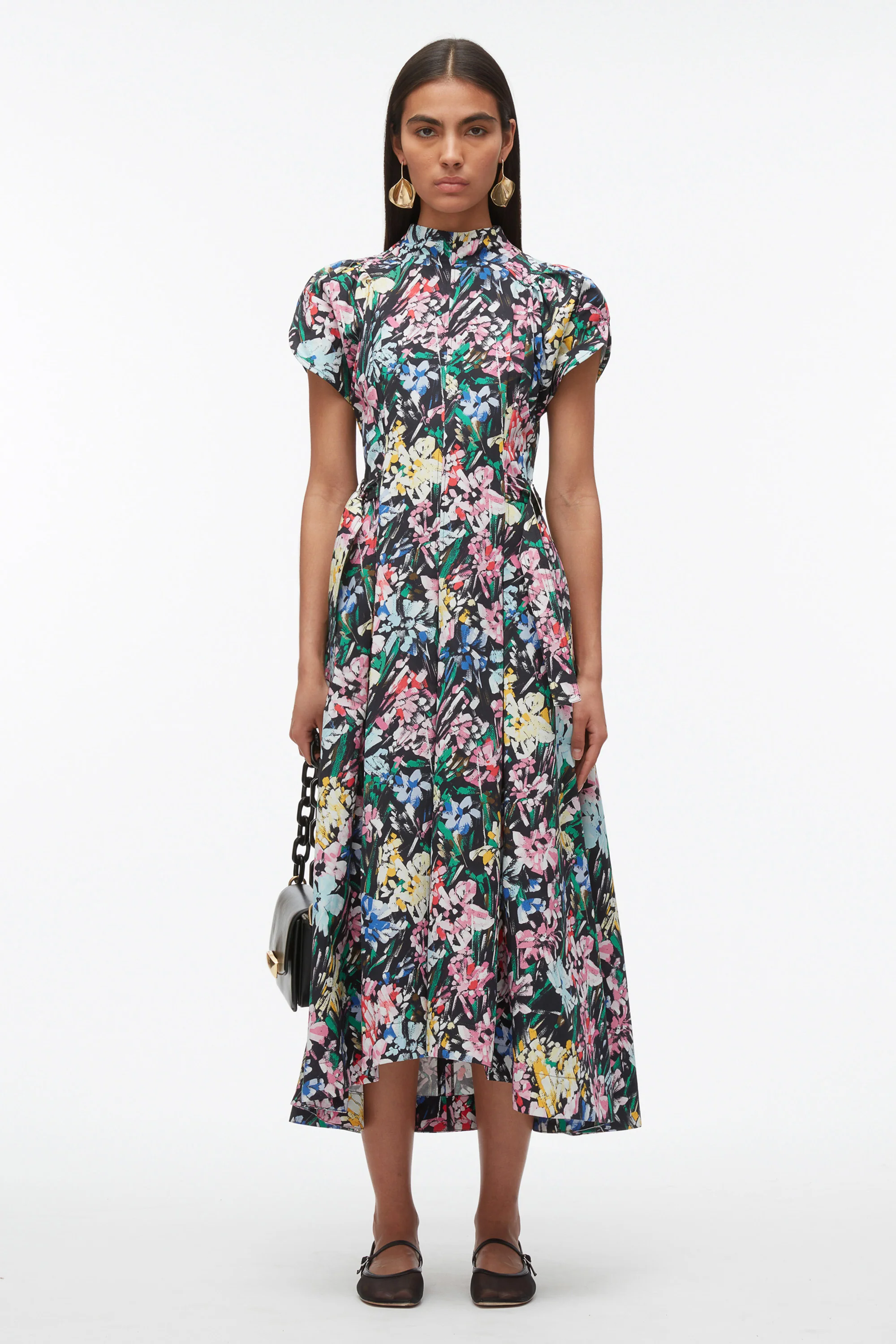 Flowerworks Puff Sleeve Flare Dress