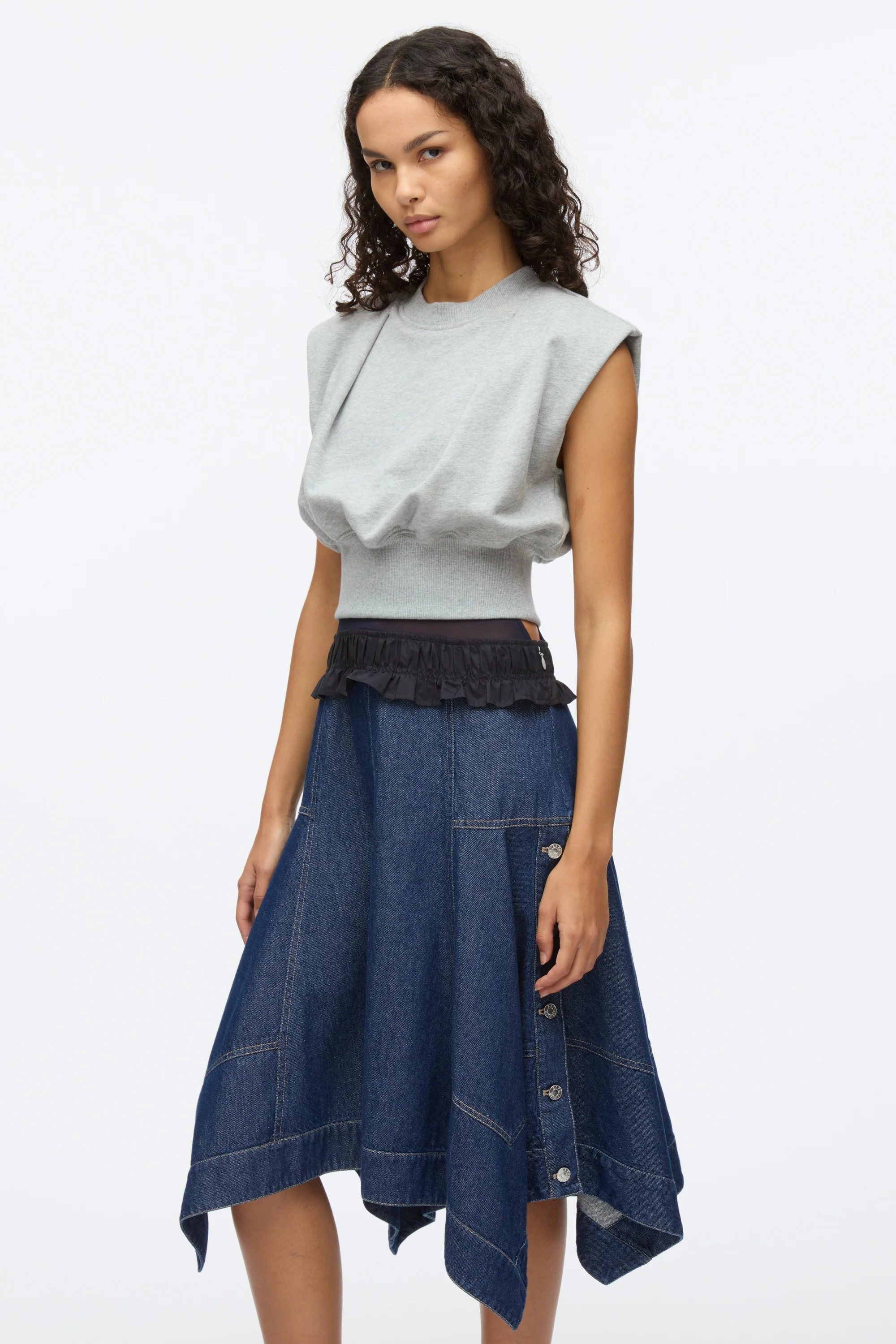 French Terry Dress with Denim Combo - Image 11
