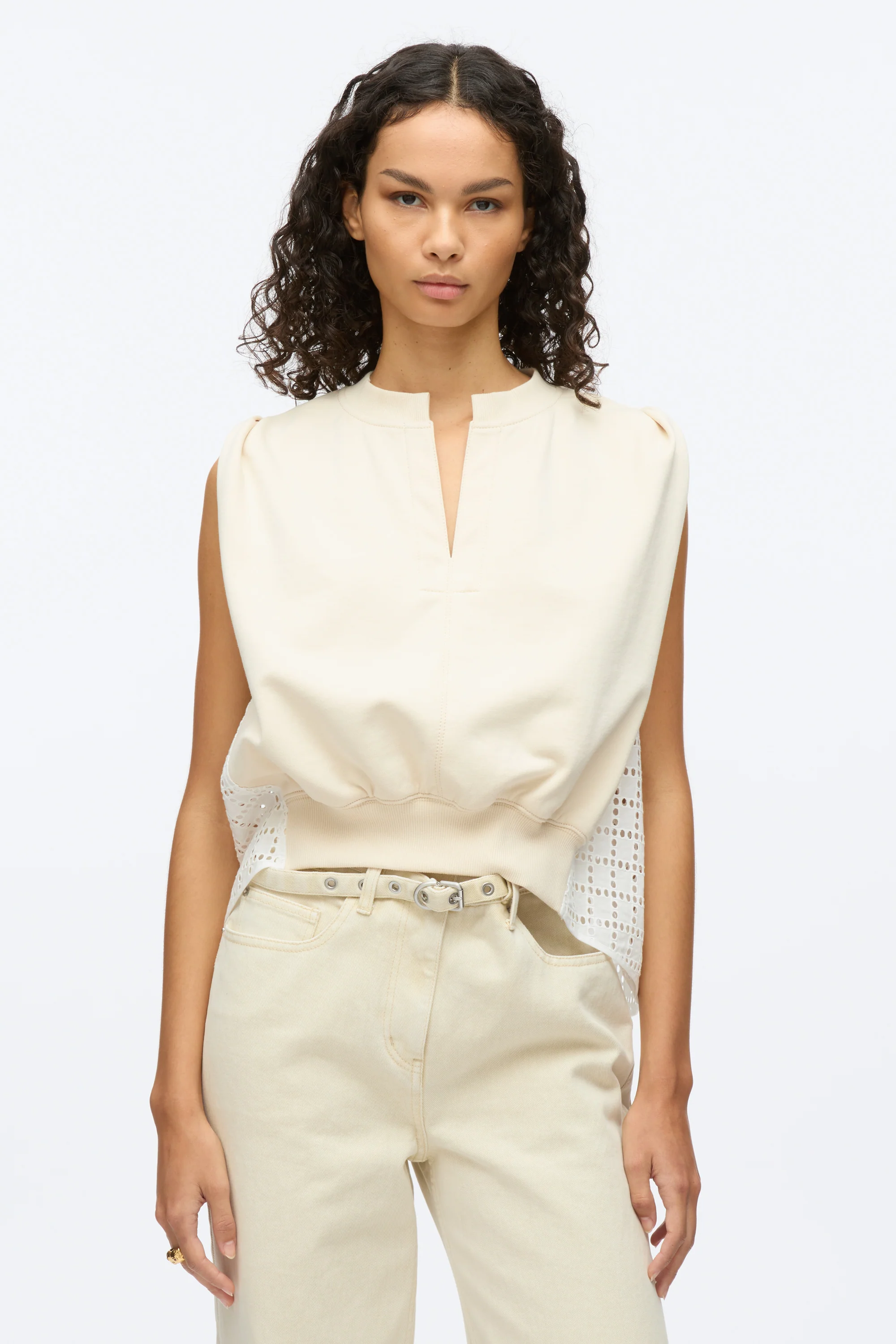 French Terry Top with Broiderie Anglaise Combo - Image 9