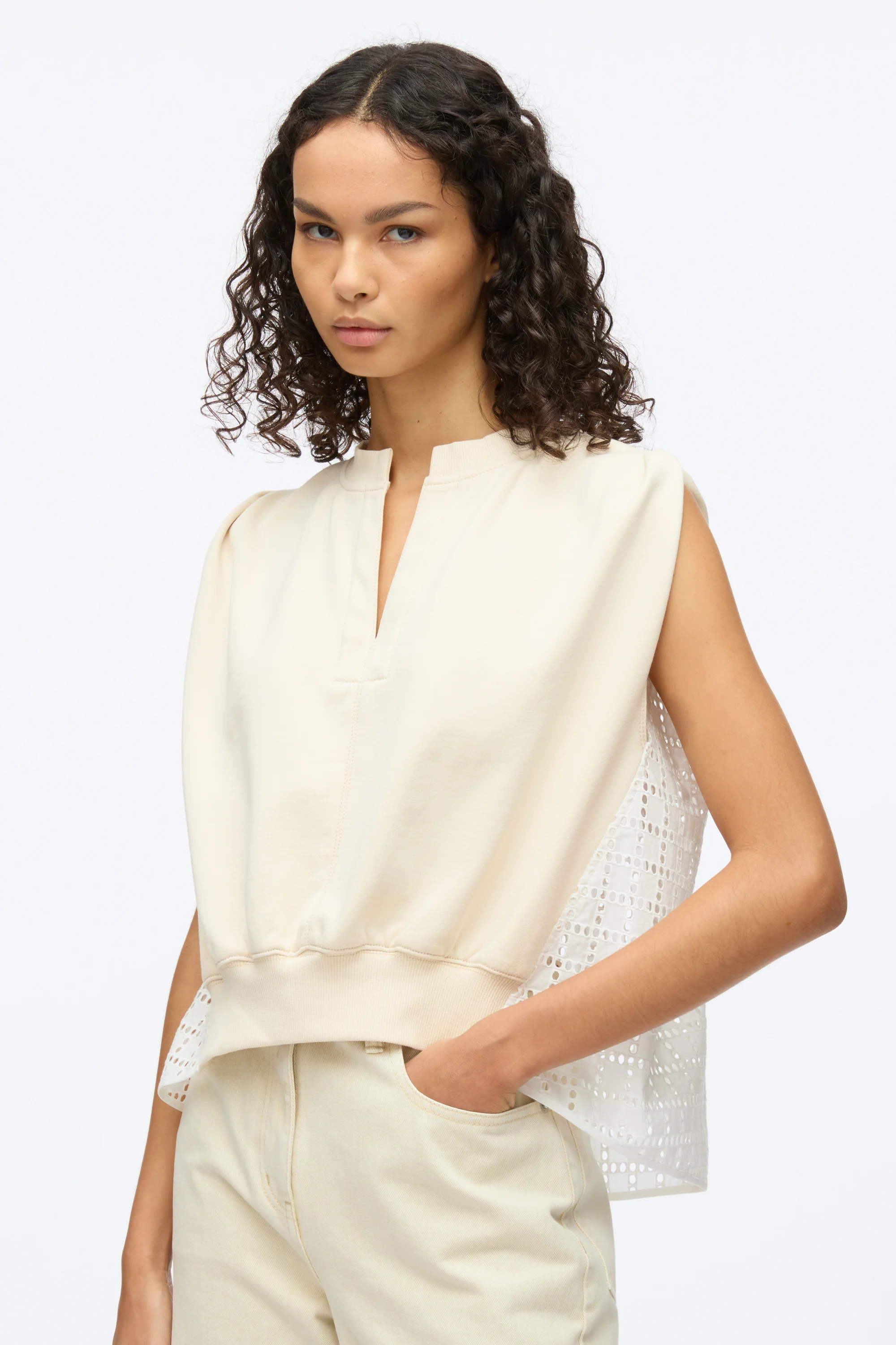 French Terry Top with Broiderie Anglaise Combo - Image 12