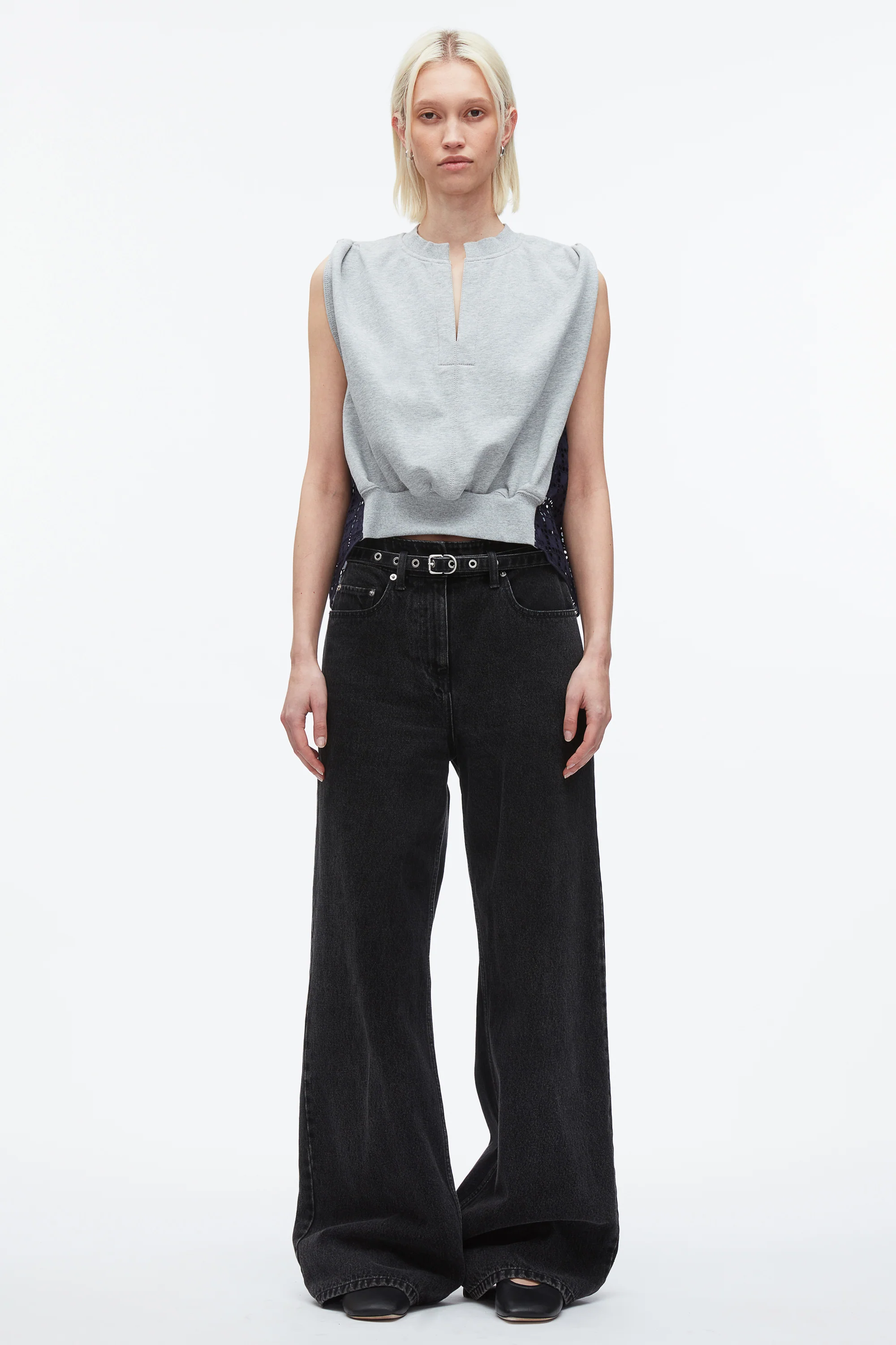 French Terry Top with Broiderie Anglaise Combo - Image 2