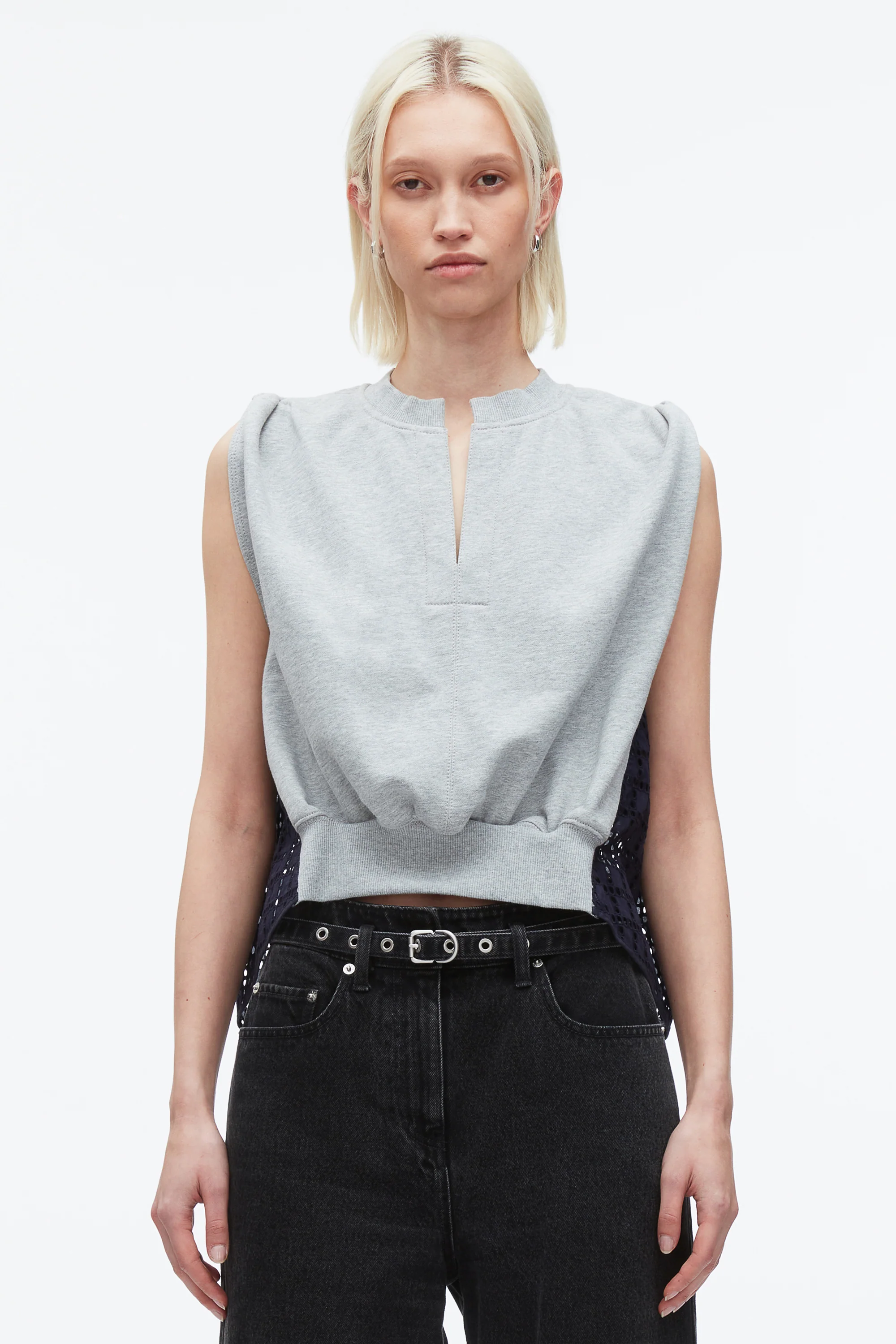 French Terry Top with Broiderie Anglaise Combo - Image 3