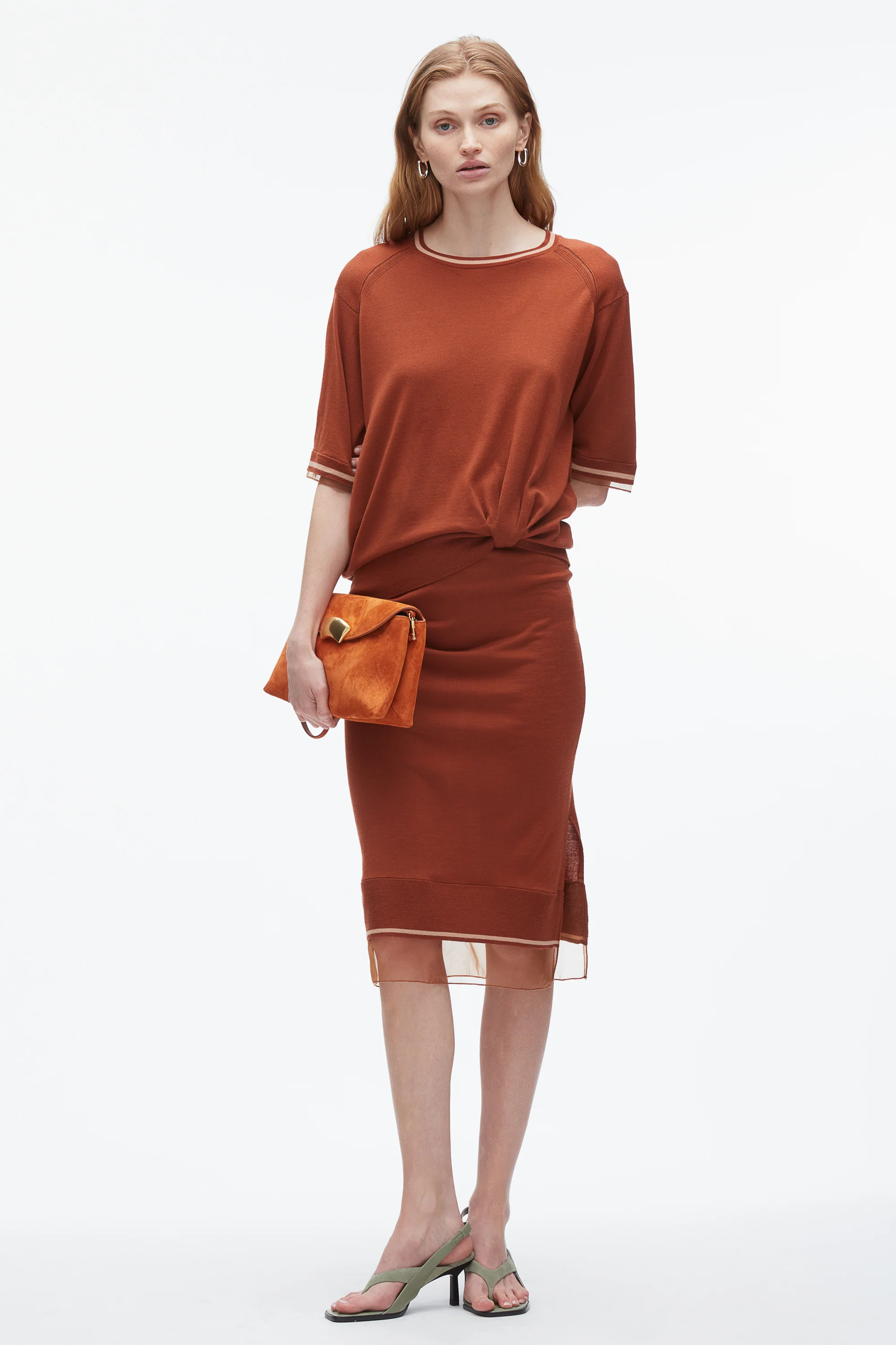 French Tuck Knit Dress with Organza - Image 10