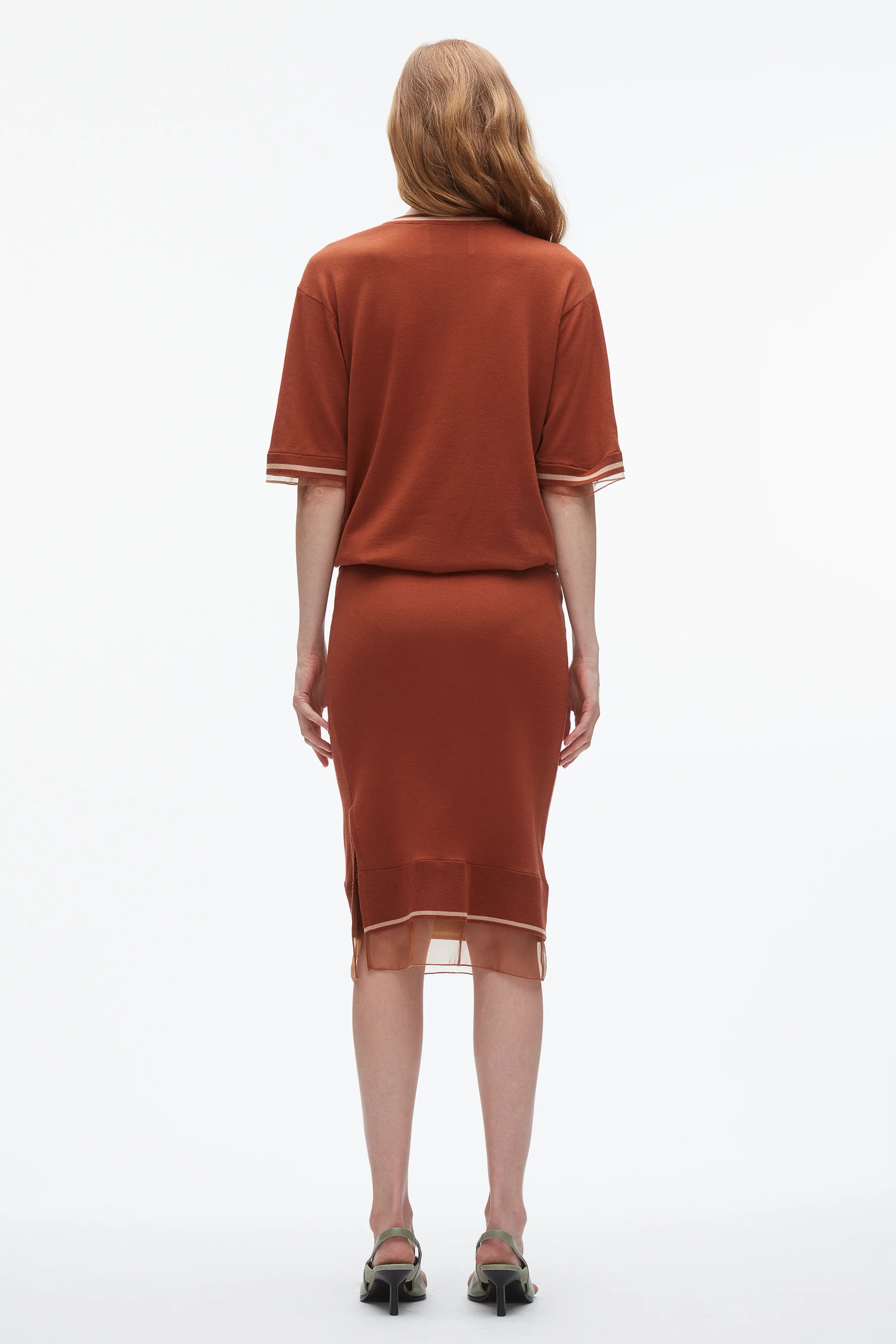 French Tuck Knit Dress with Organza - Image 13