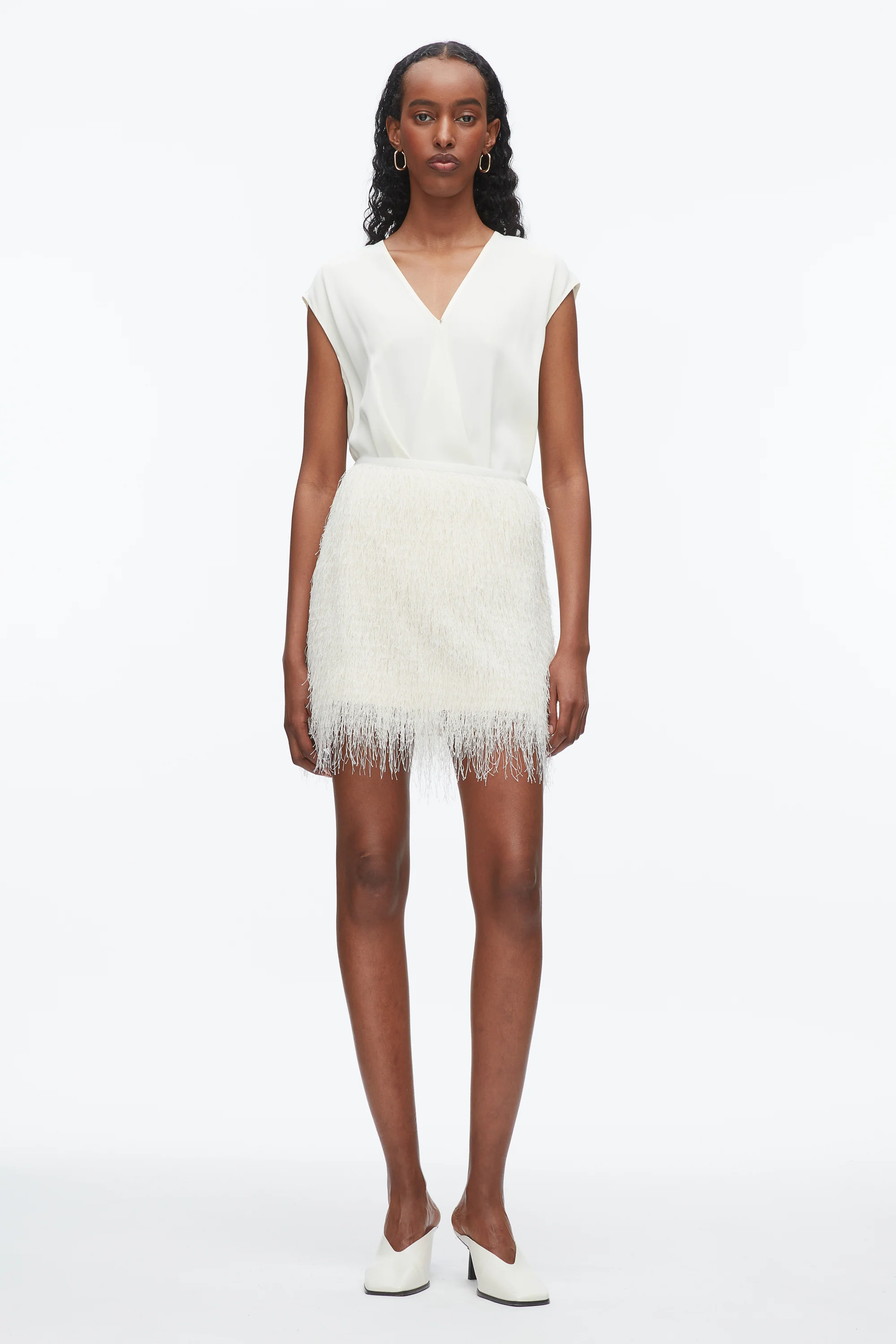 Fringe Mini Slip Skirt