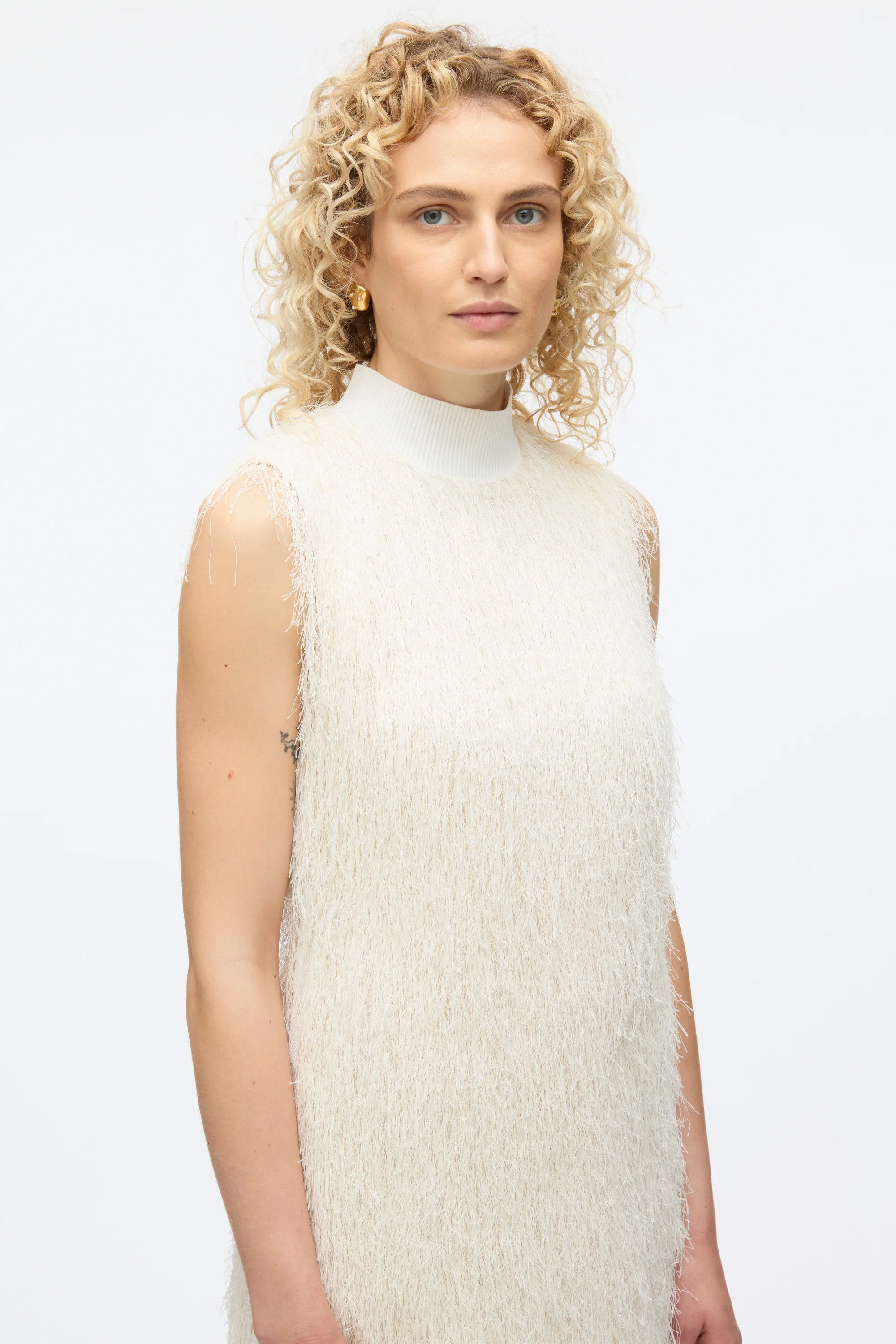 Fringe Mock Neck Shift Dress - Image 5