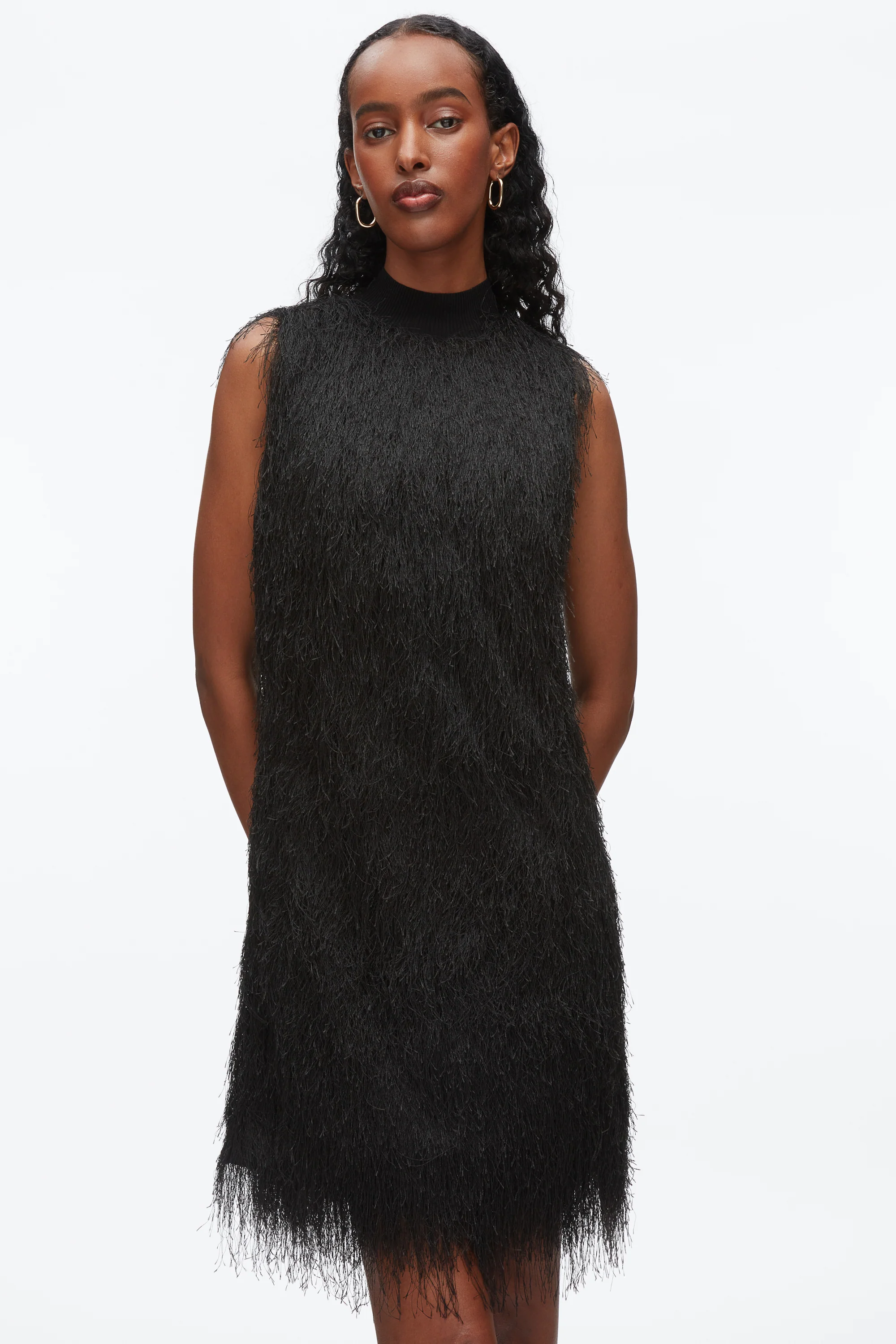 Fringe Mock Neck Shift Dress - Image 8
