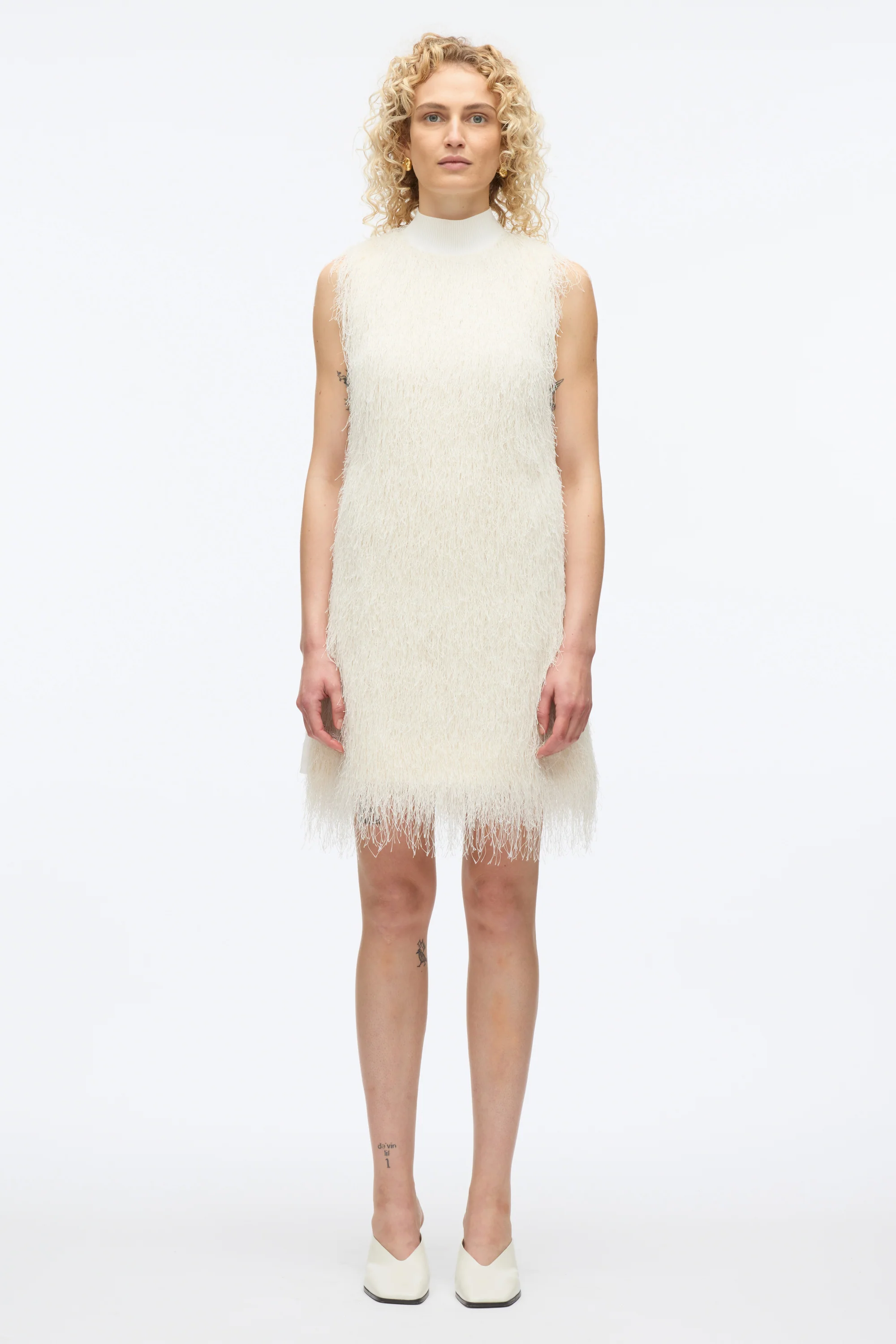 Fringe Mock Neck Shift Dress - Image 2