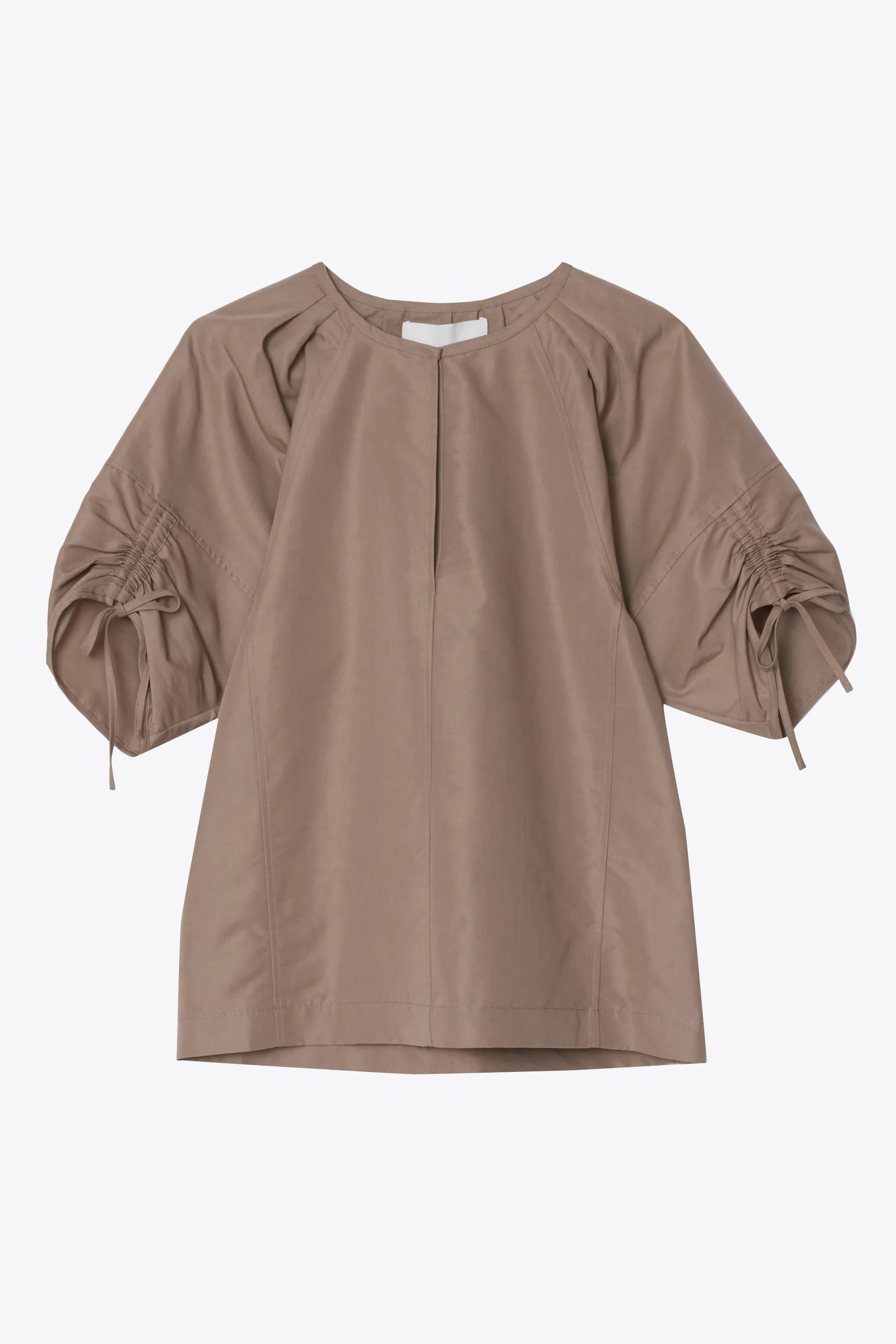 Gathered Sleeve Band Collar Top - Image 15