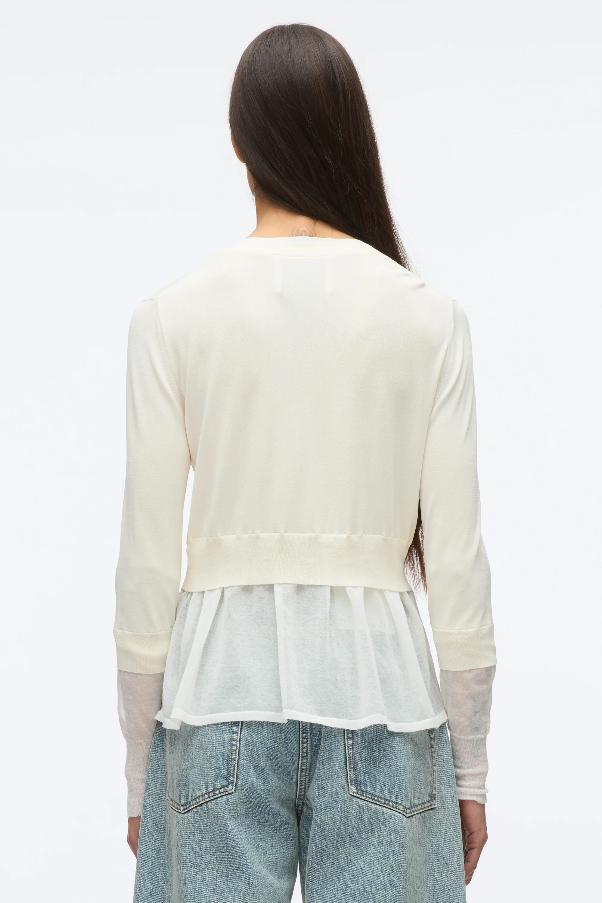 Gauze Peplum Double Layer Cardigan - Image 5