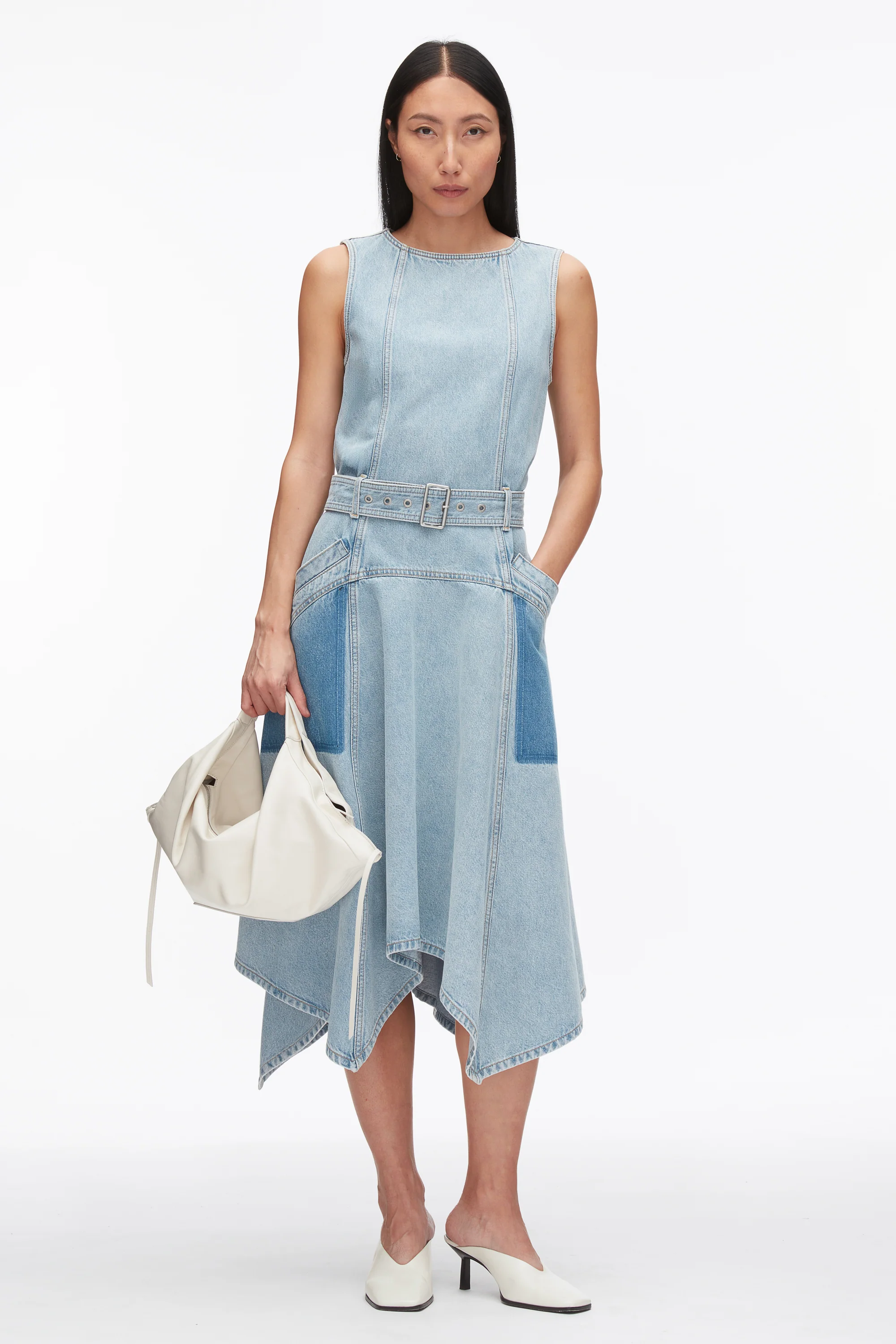 Ghost Patch Sleeveless Belted Midi Dress