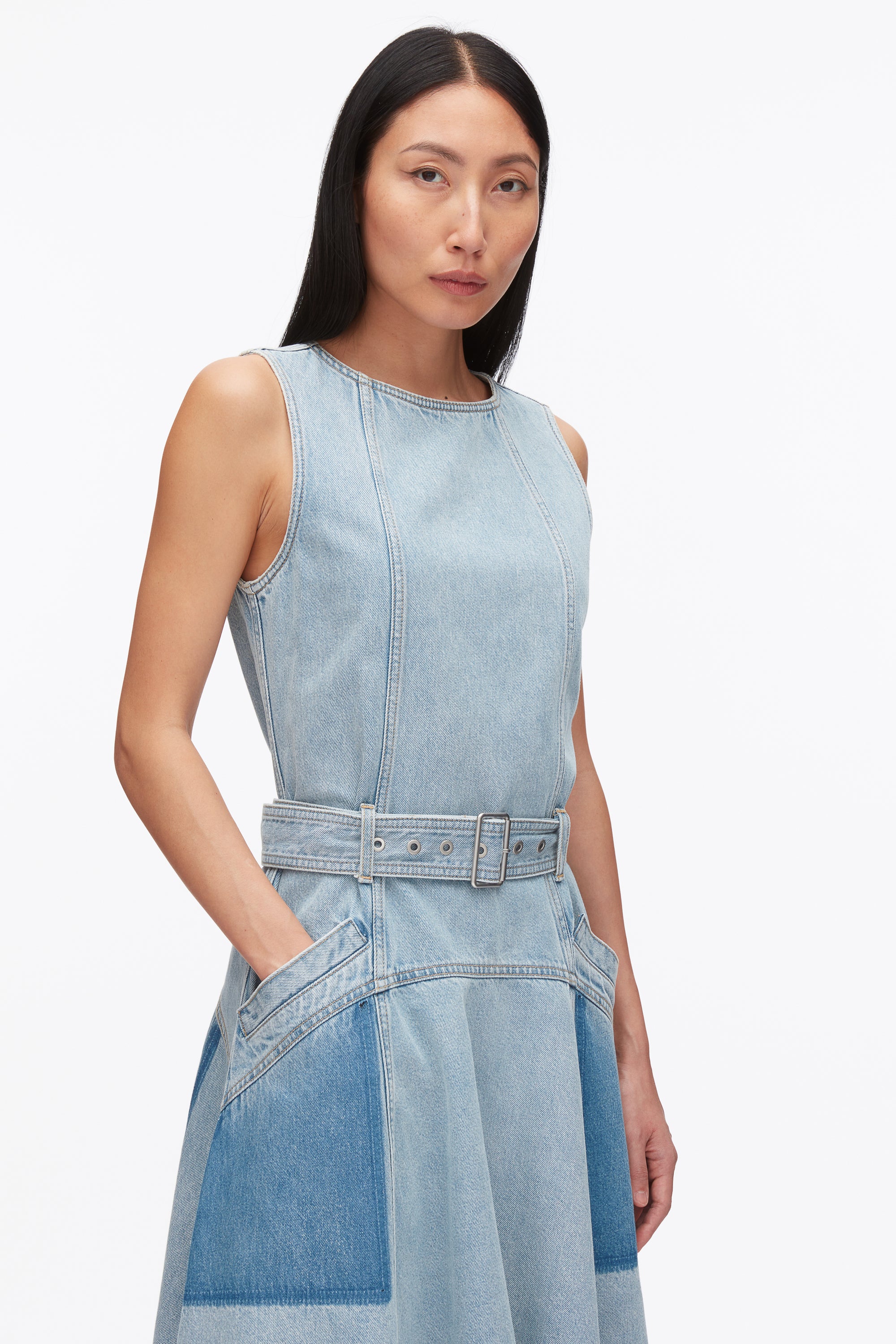Ghost Patch Sleeveless Belted Midi Dress - Image 5
