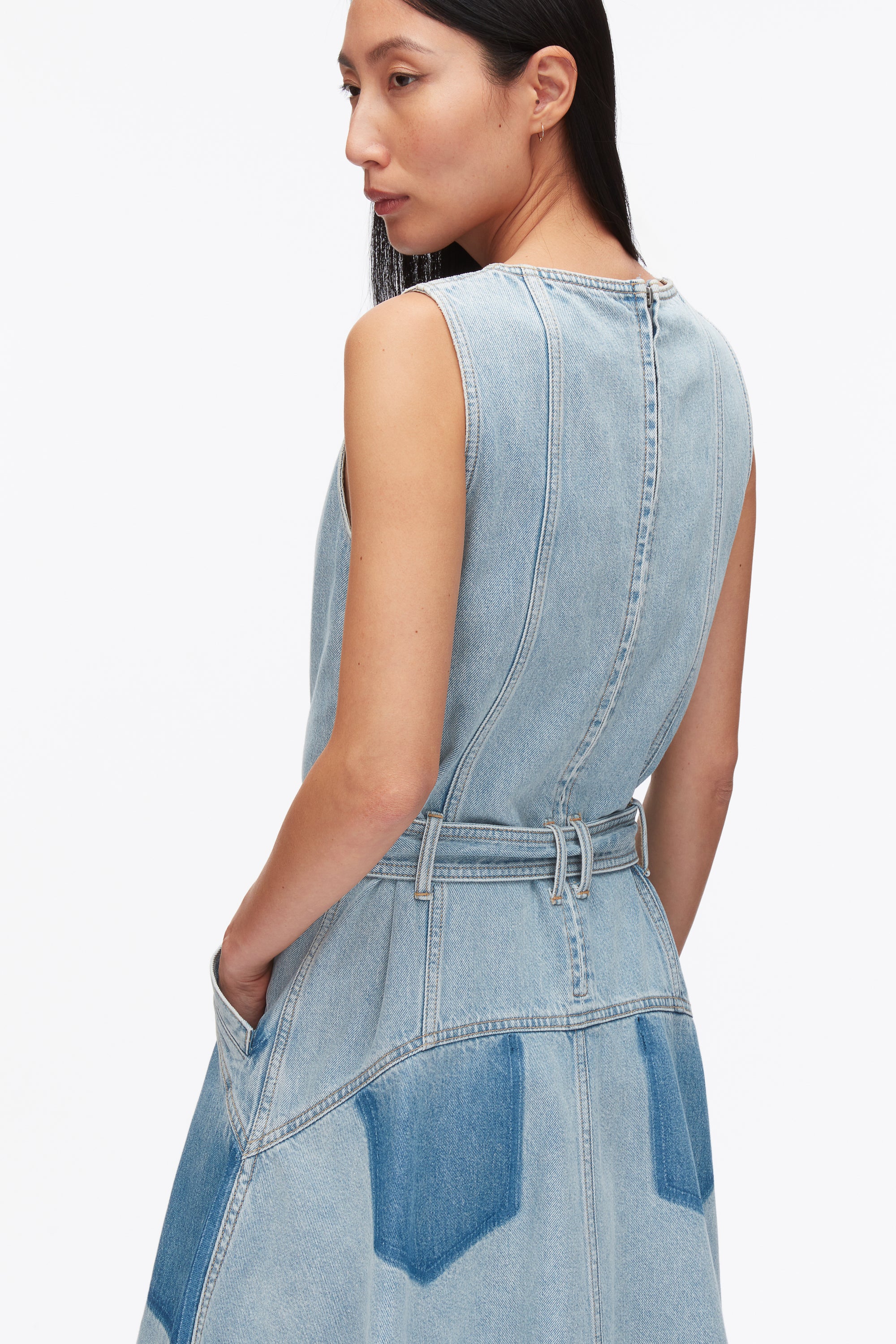 Ghost Patch Sleeveless Belted Midi Dress - Image 6