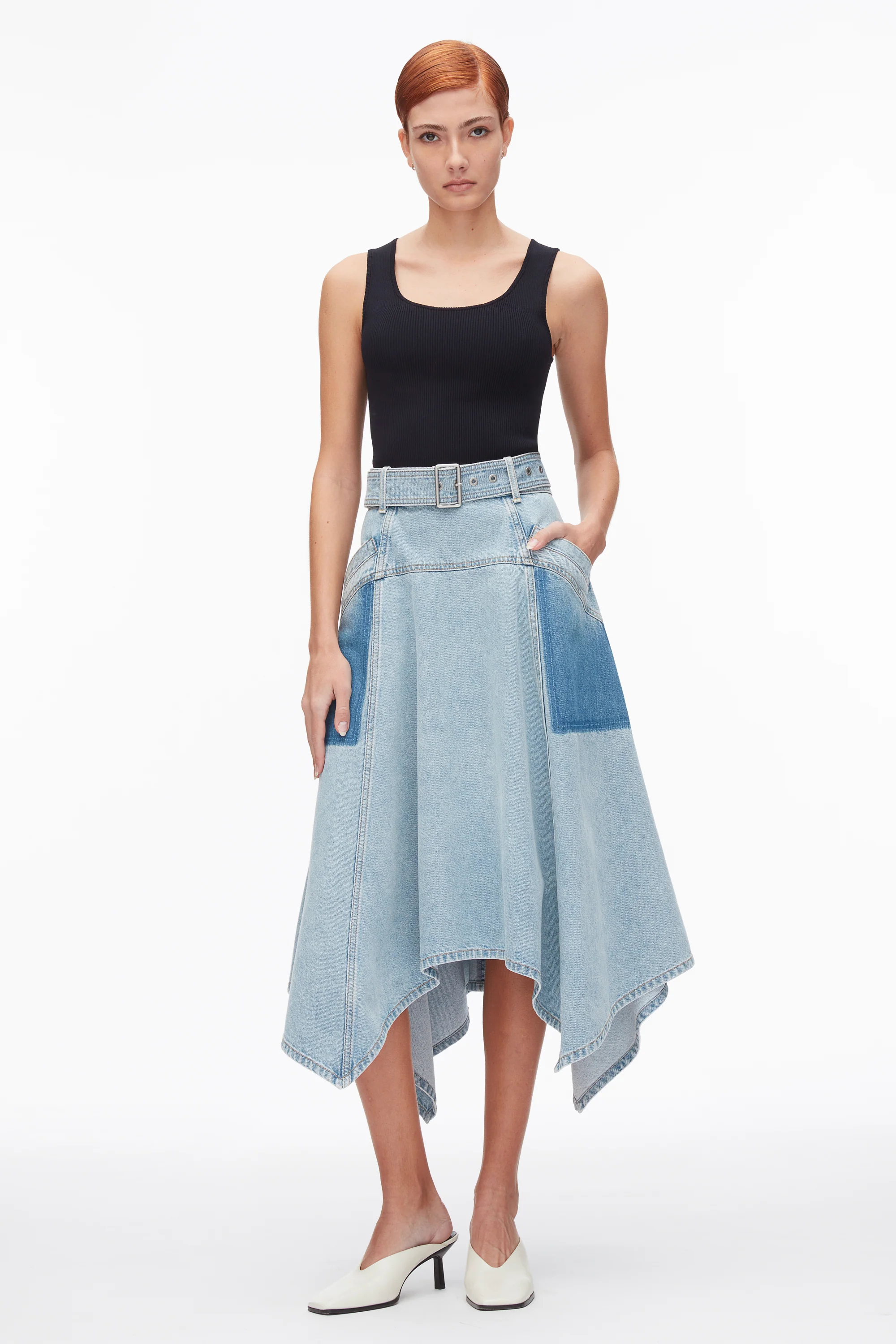 Ghost Patch Handkerchief Midi Skirt