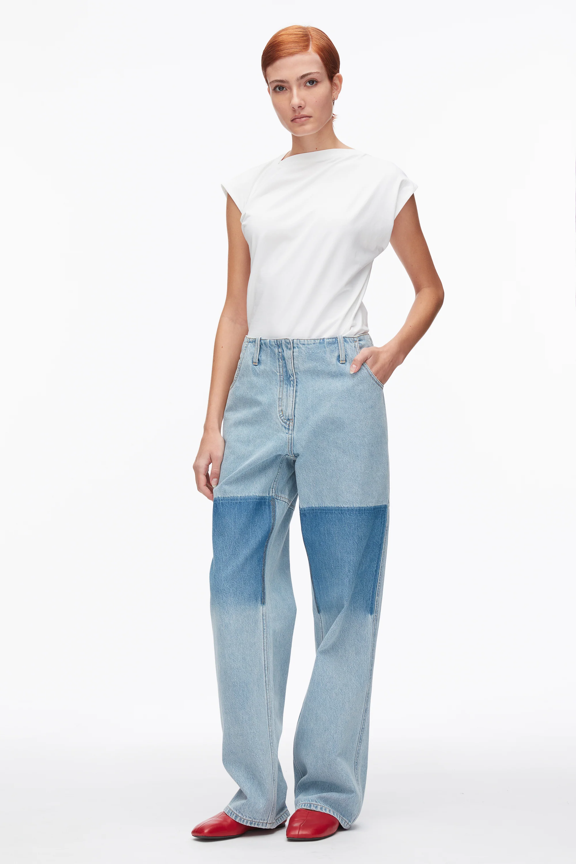 Ghost Patch Straight Leg Denim Pants