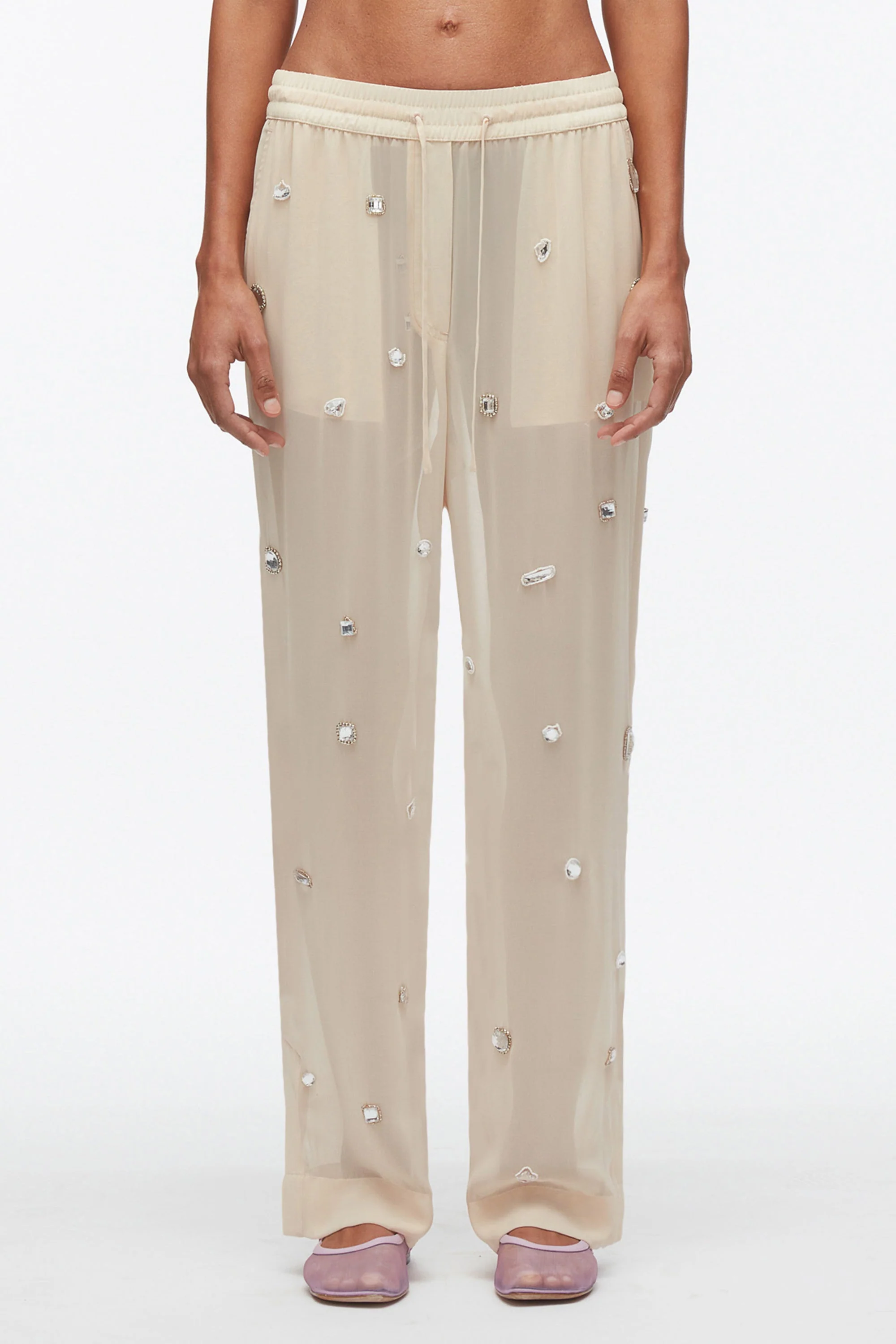 Halo Embroidered Chiffon Pant - Image 3
