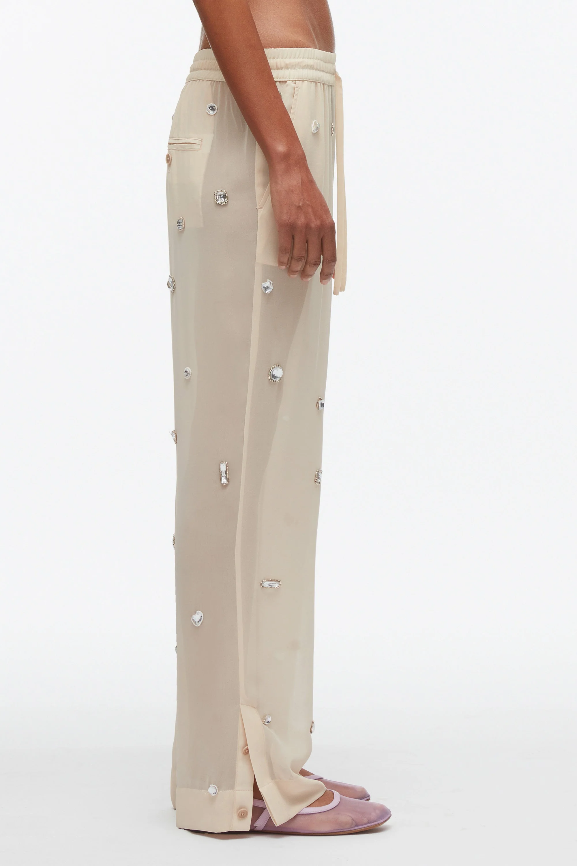 Halo Embroidered Chiffon Pant - Image 4