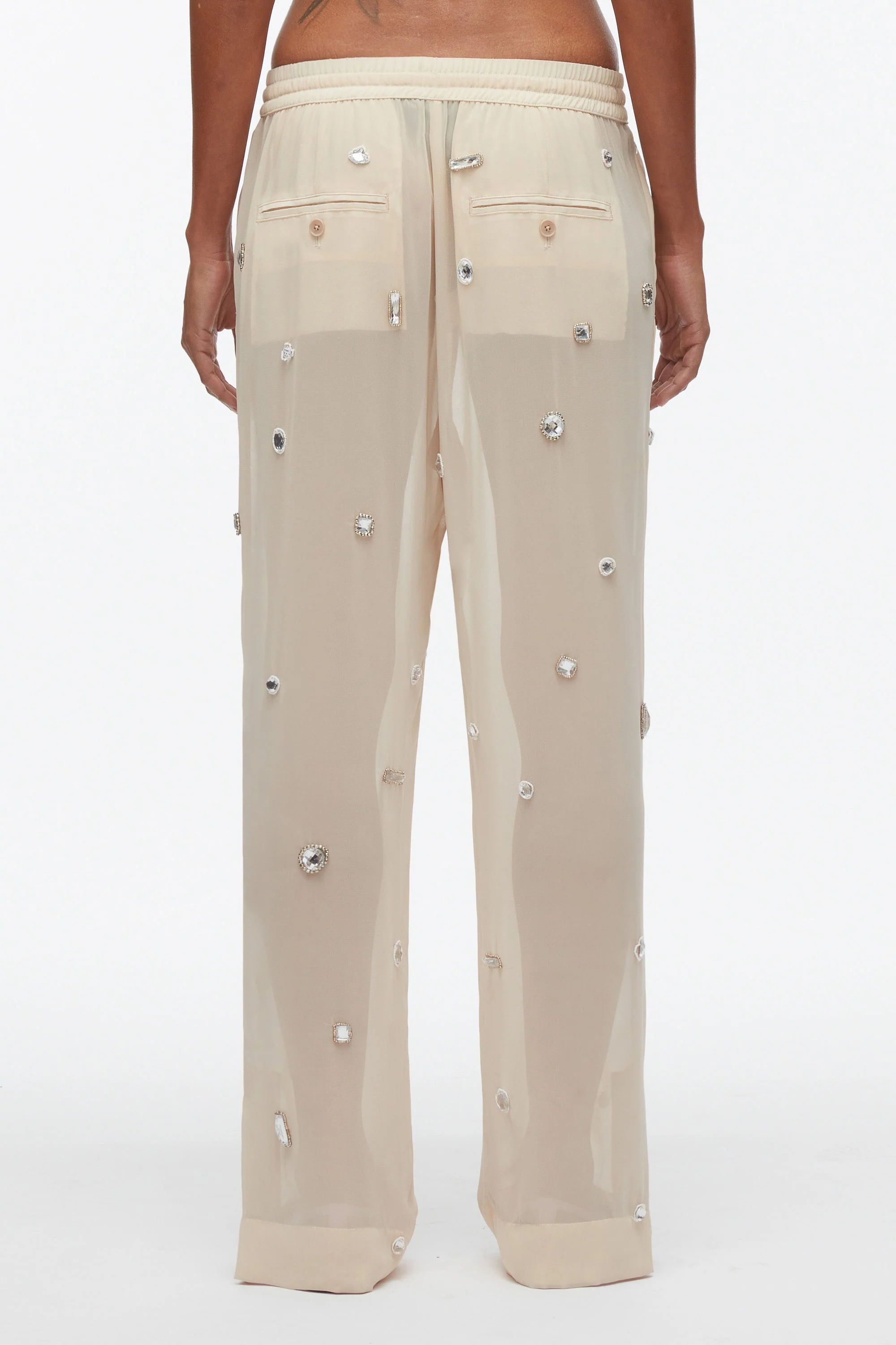 Halo Embroidered Chiffon Pant - Image 5