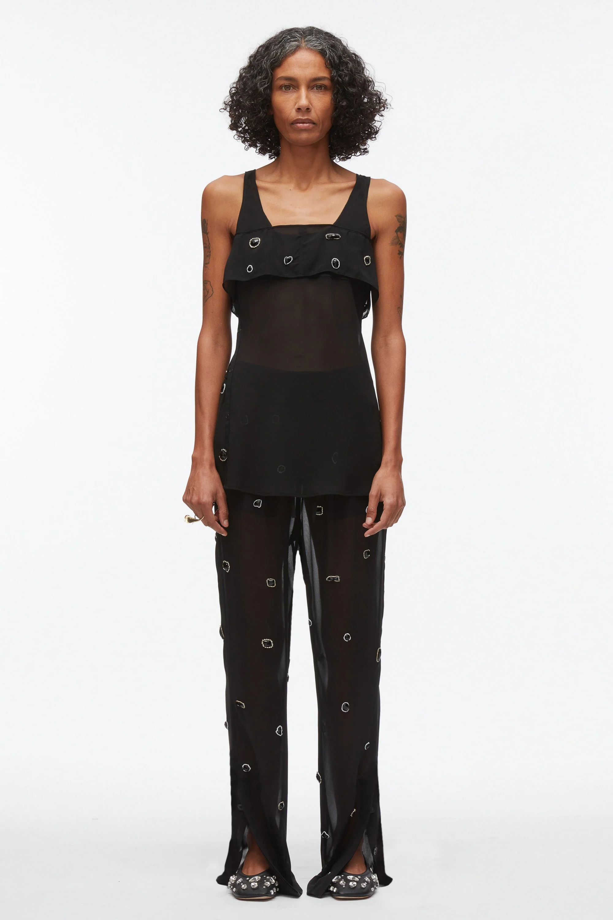 Halo Embroidered Chiffon Pant - Image 6