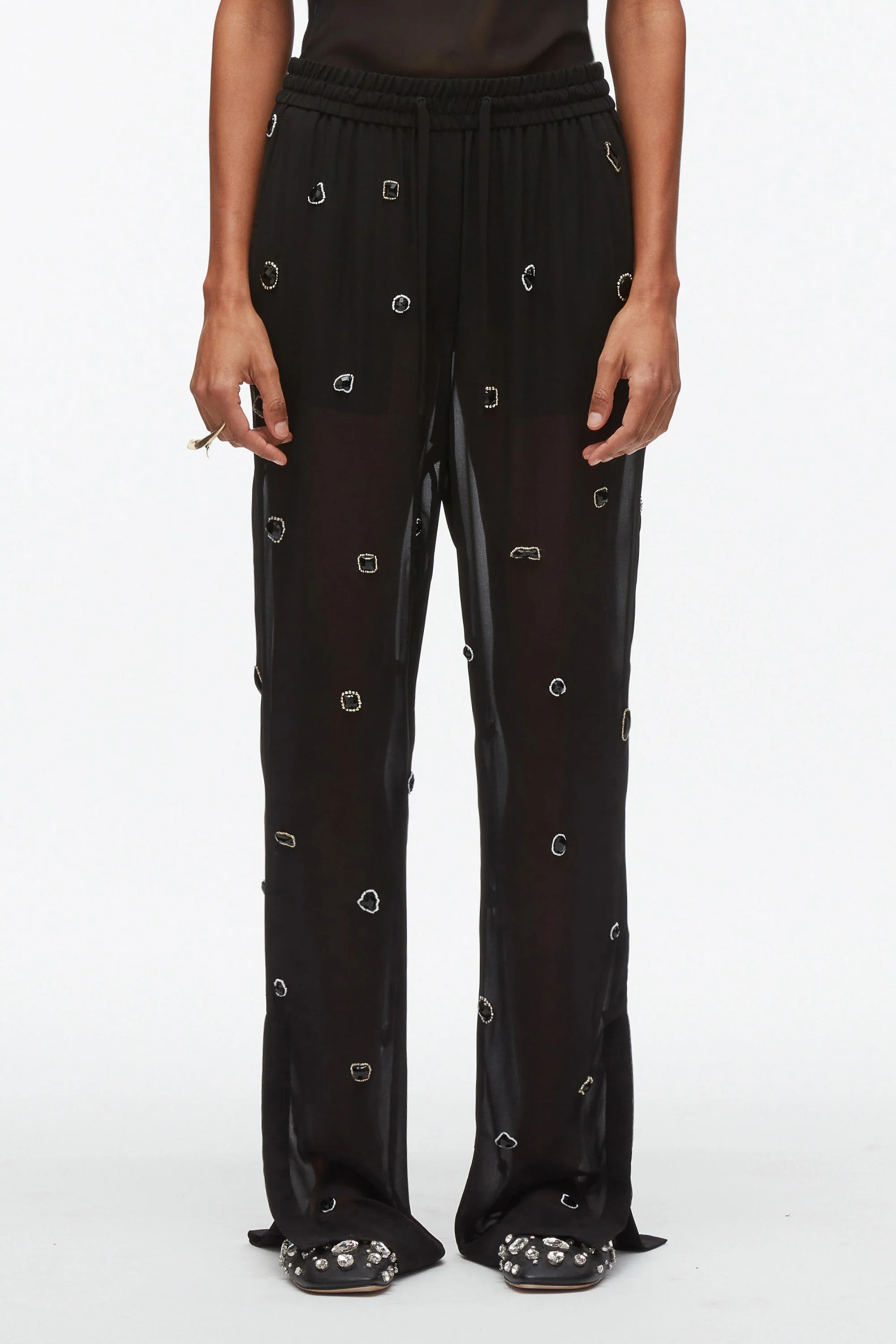 Halo Embroidered Chiffon Pant - Image 7