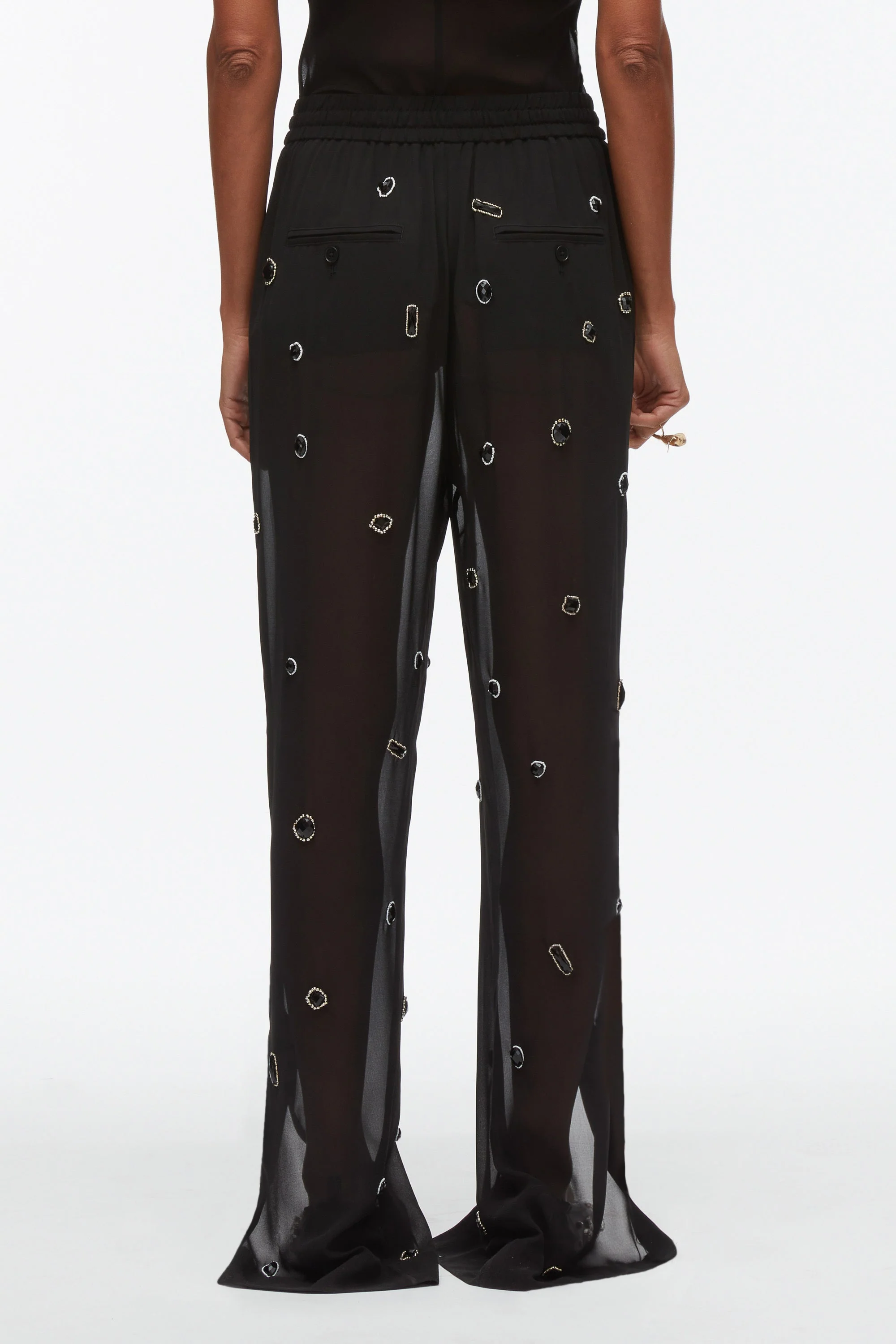 Halo Embroidered Chiffon Pant - Image 9