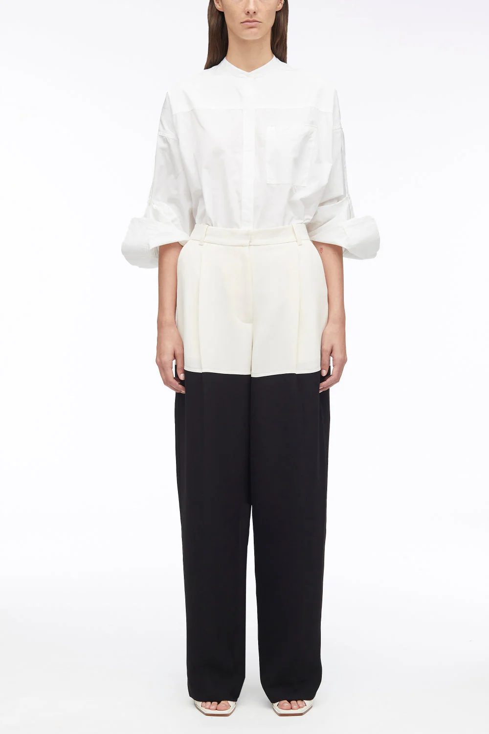 Heavy Cady Color Block Wide Leg Trouser - Image 2