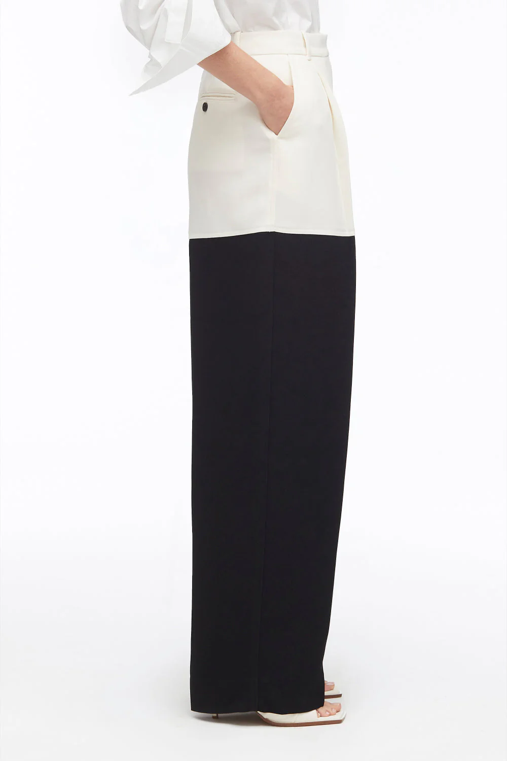 Heavy Cady Color Block Wide Leg Trouser - Image 4