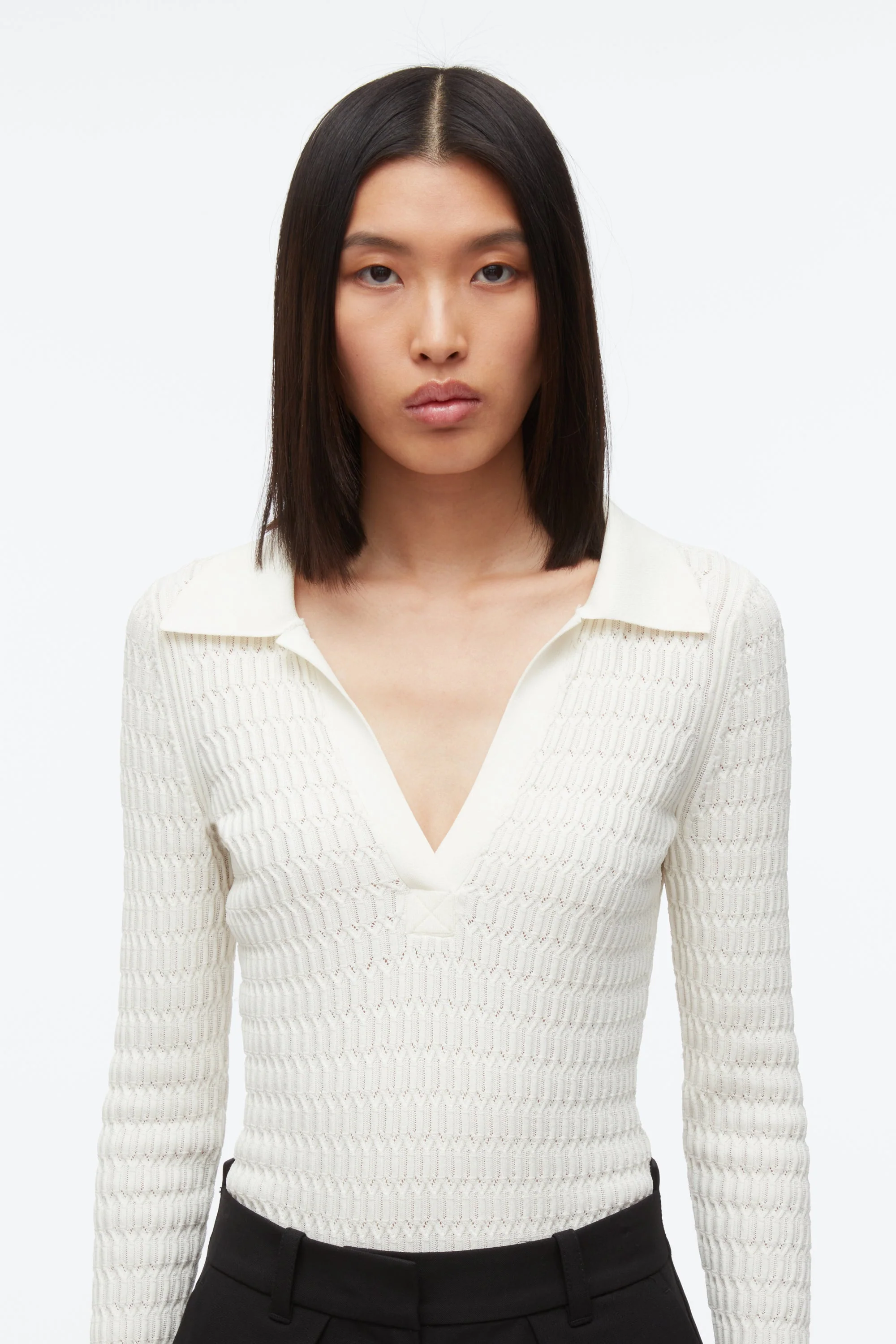 Honeycomb Stitch Polo Top - Image 3