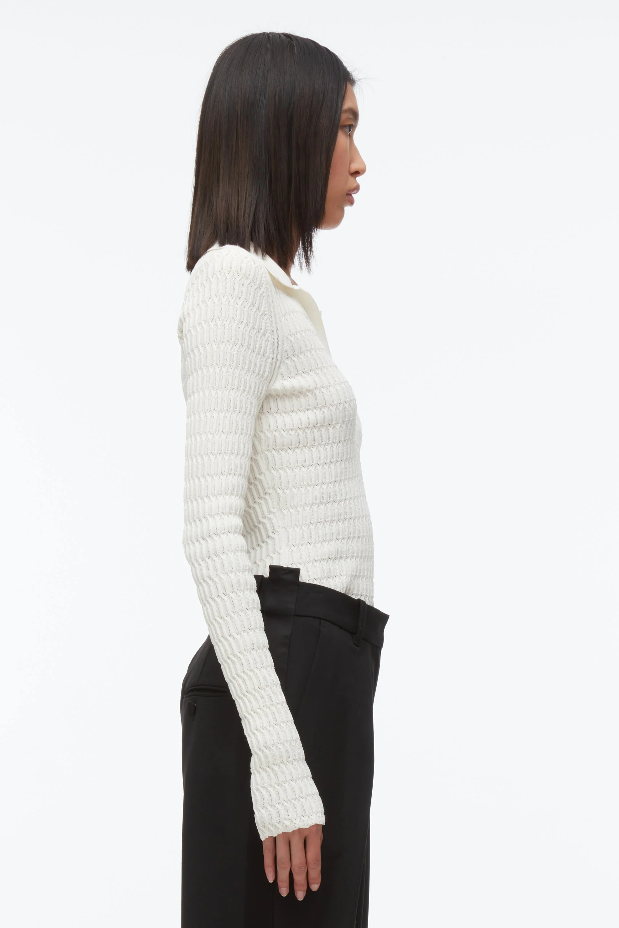 Honeycomb Stitch Polo Top - Image 4