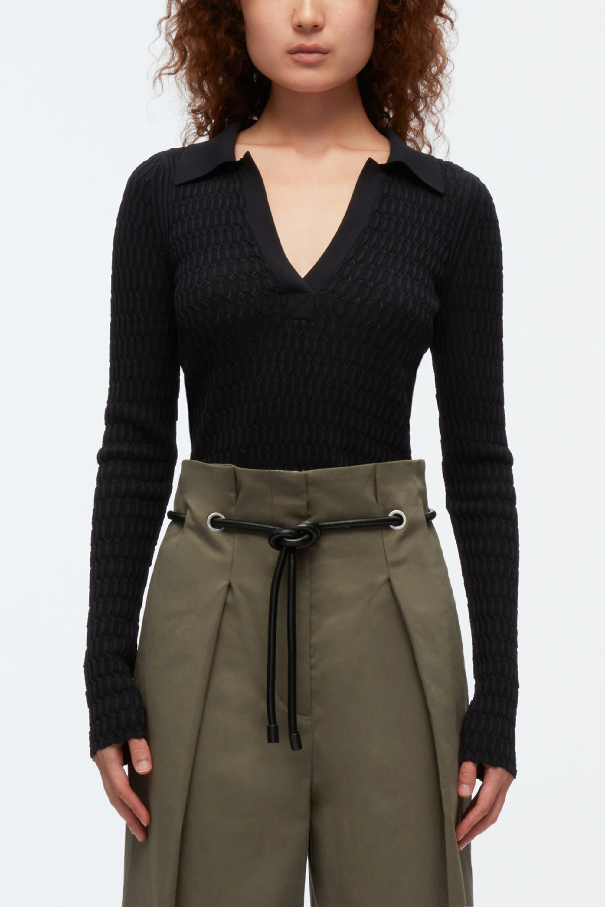Honeycomb Stitch Polo Top - Image 7