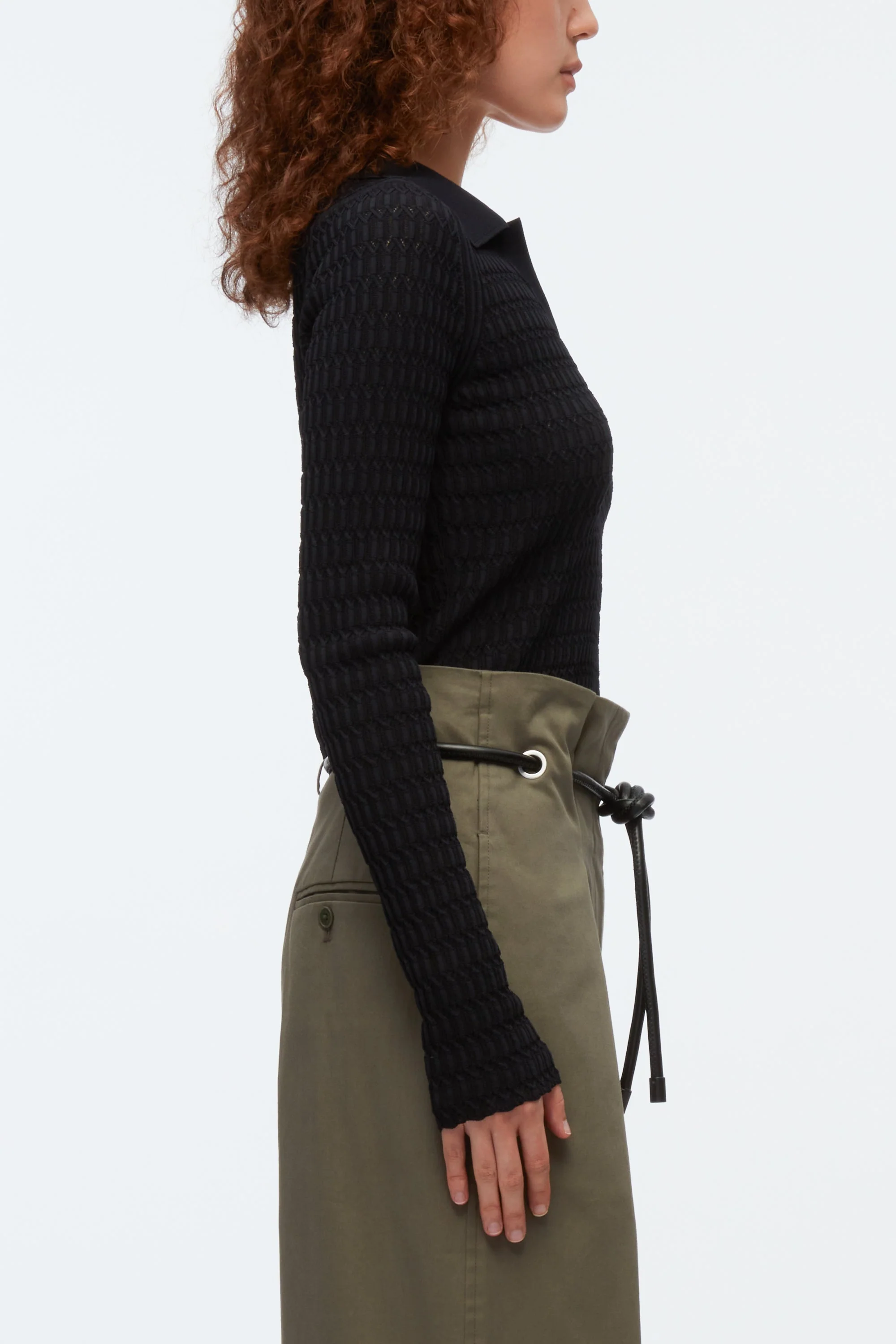 Honeycomb Stitch Polo Top - Image 8