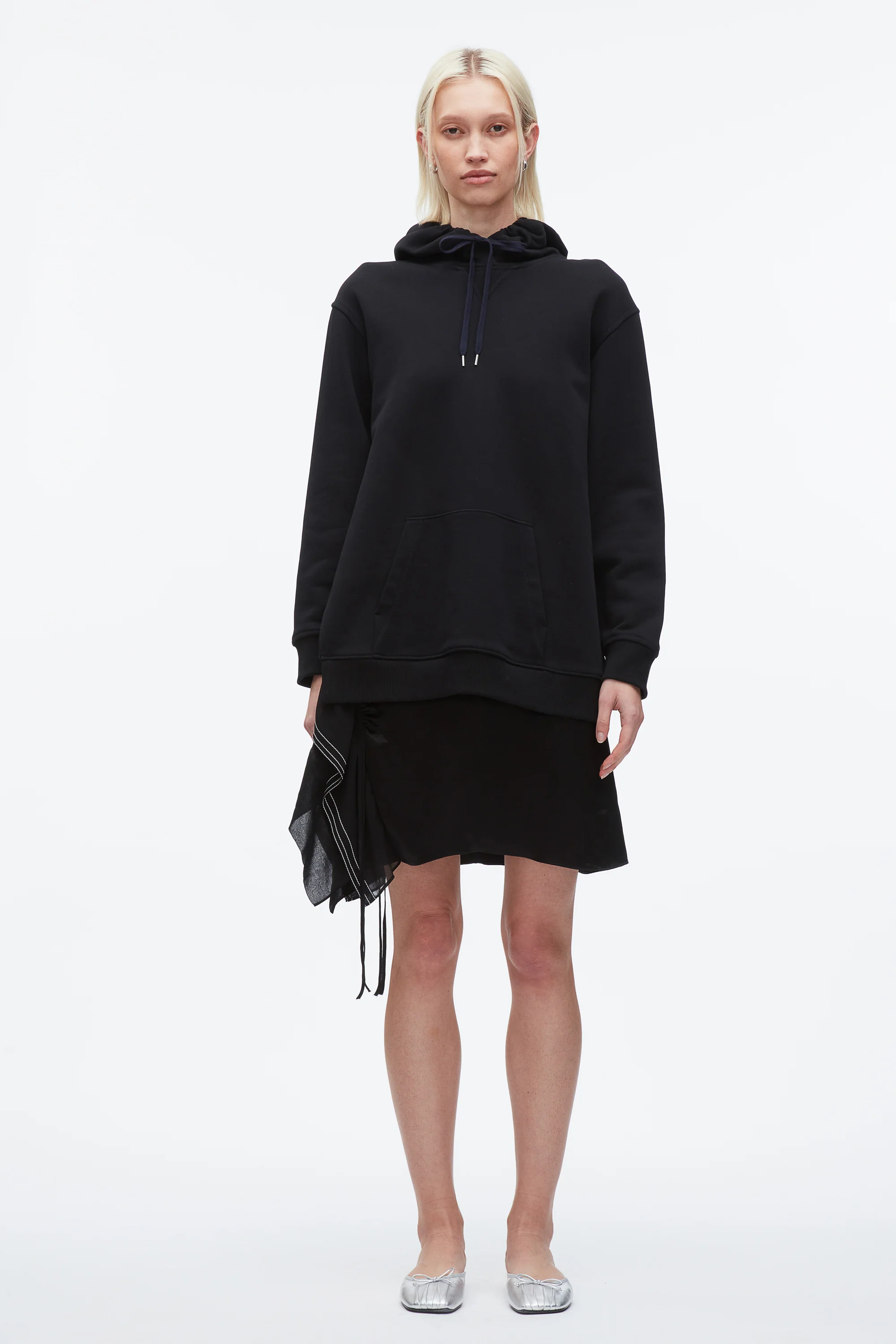 Hoodie Combo Dress with Satin Skirt - Image 2