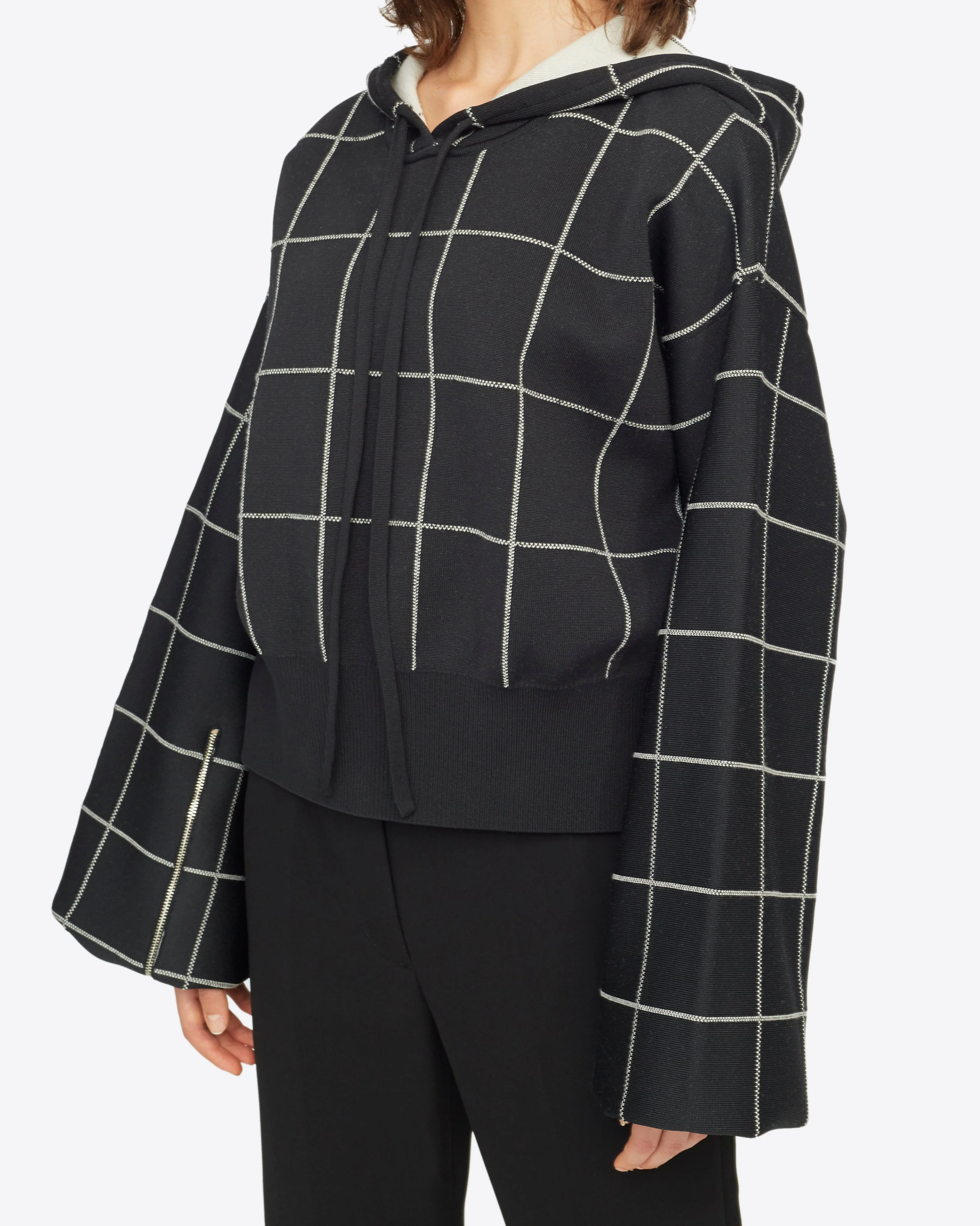 Hoodie W Zipper Split Sleeve