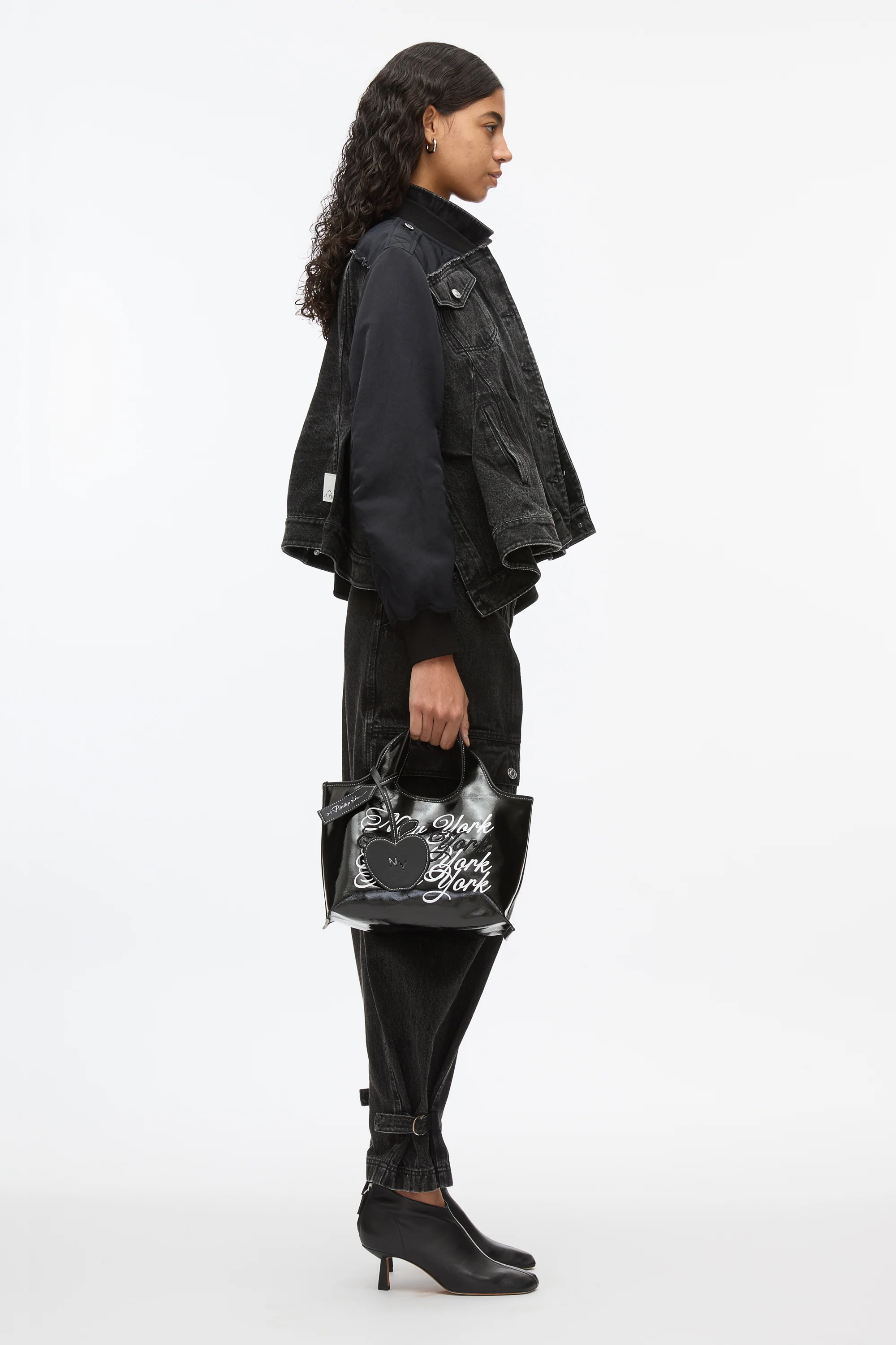 Hybrid Denim Flight Jacket With Flounce Hem - Image 3