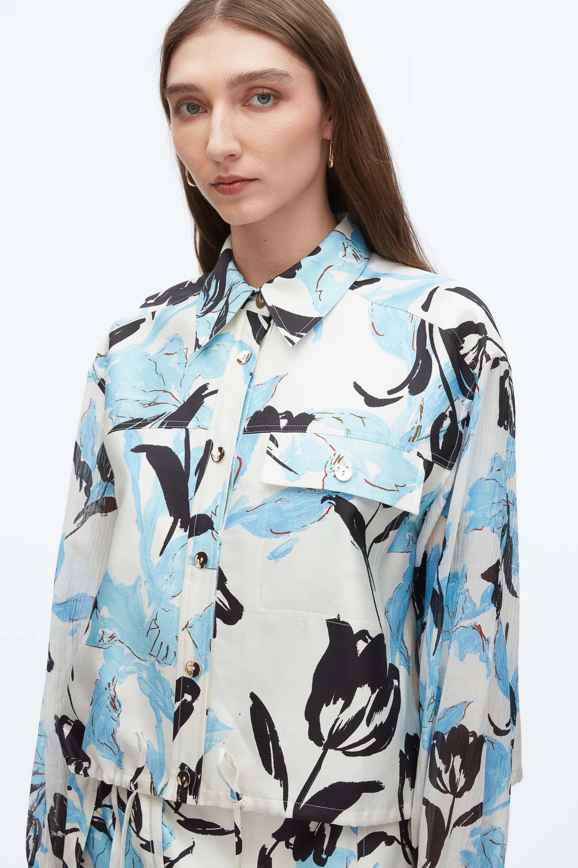 Joyful Tulip Cropped Shirt Jacket - Image 12