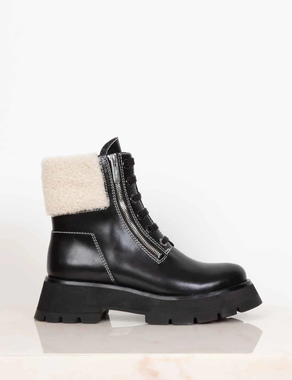 Kate - Lug Sole Double Zip Shearling Boot - Image 2