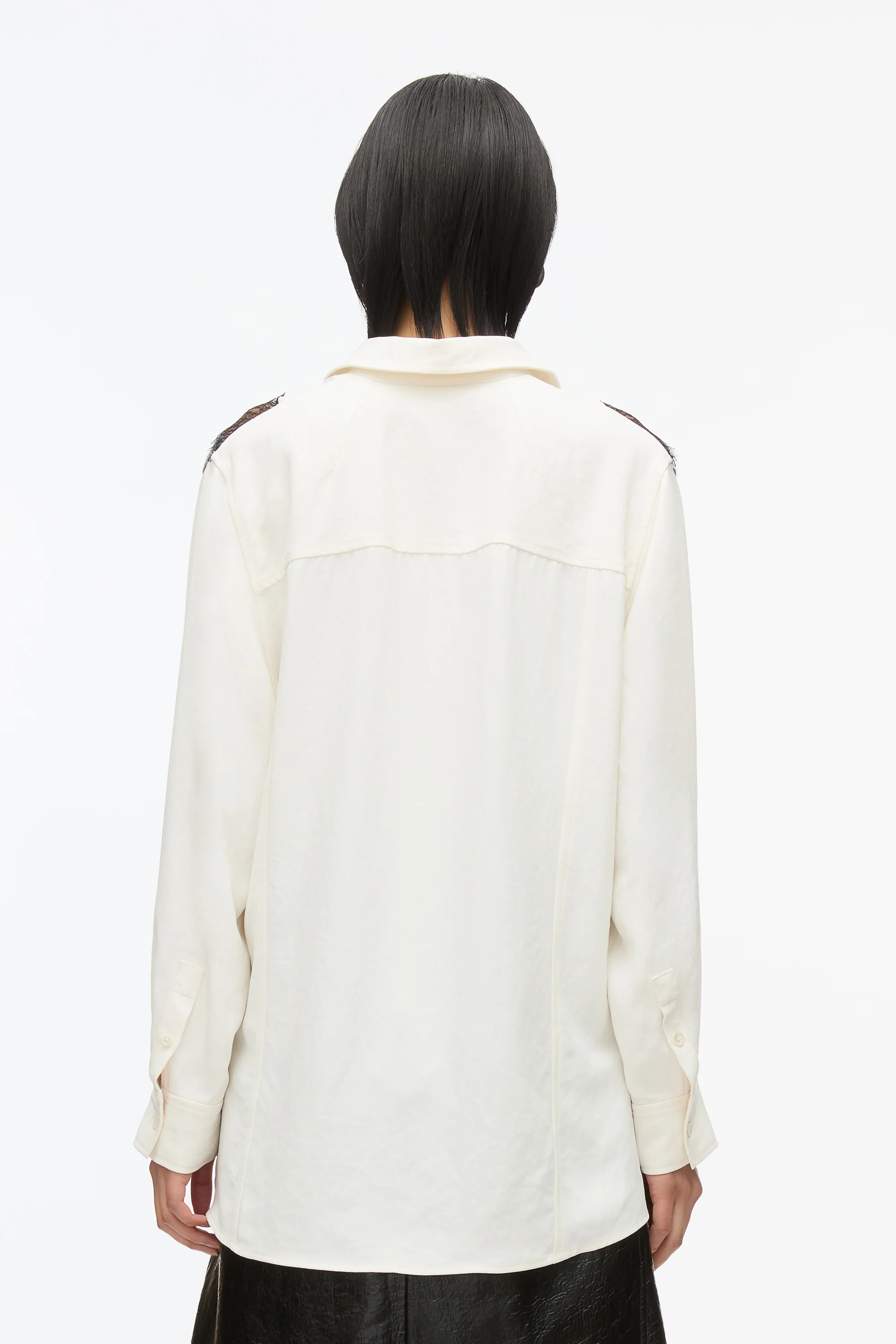 Knit Combo Shirt With Lace Inlay - Image 5