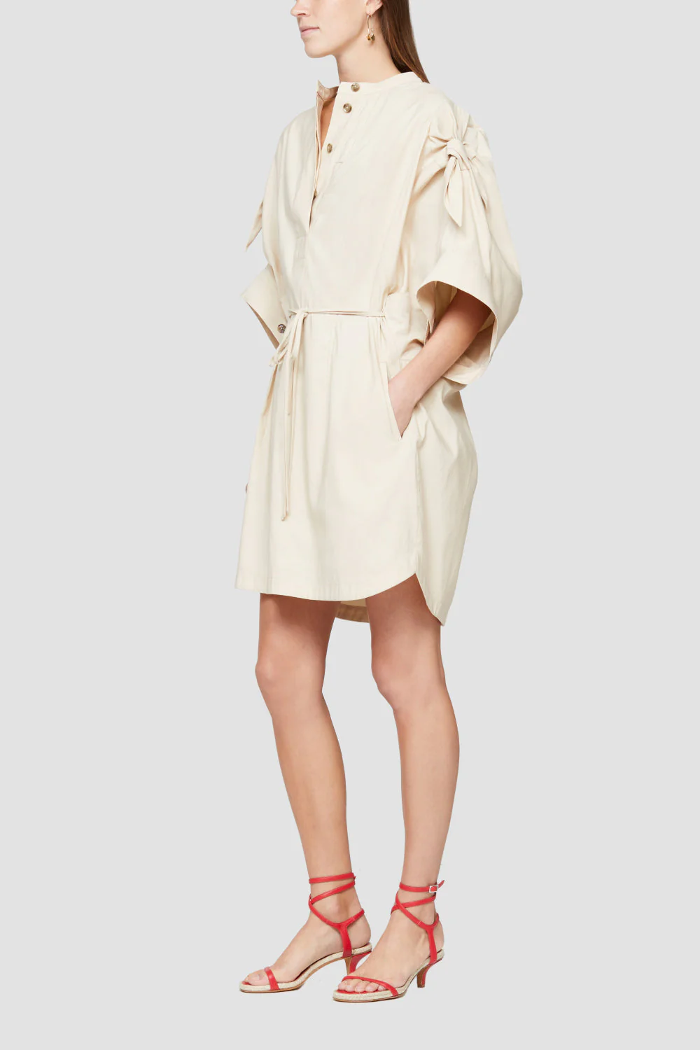 Knotted Sleeve Mid Length Dres - Image 4