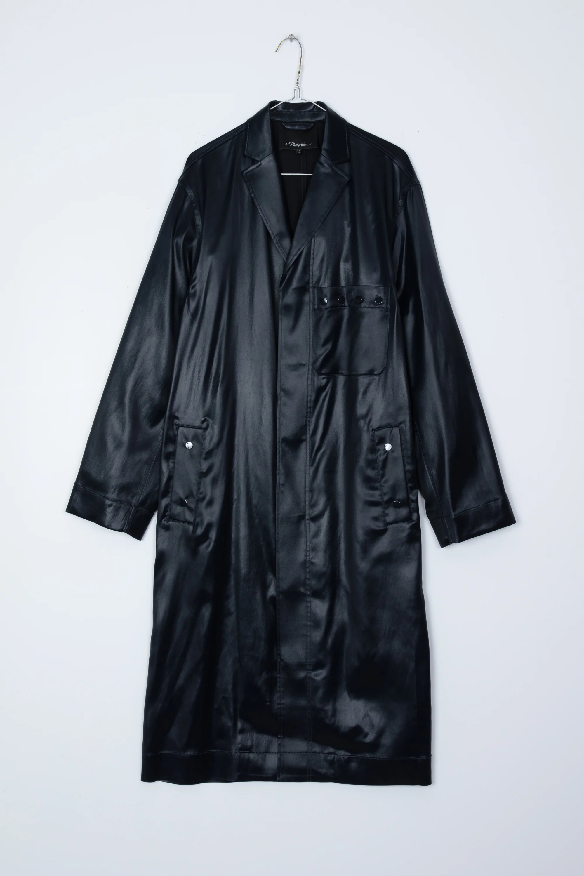 Lacquered Tailoring Car Coat with Side Slits