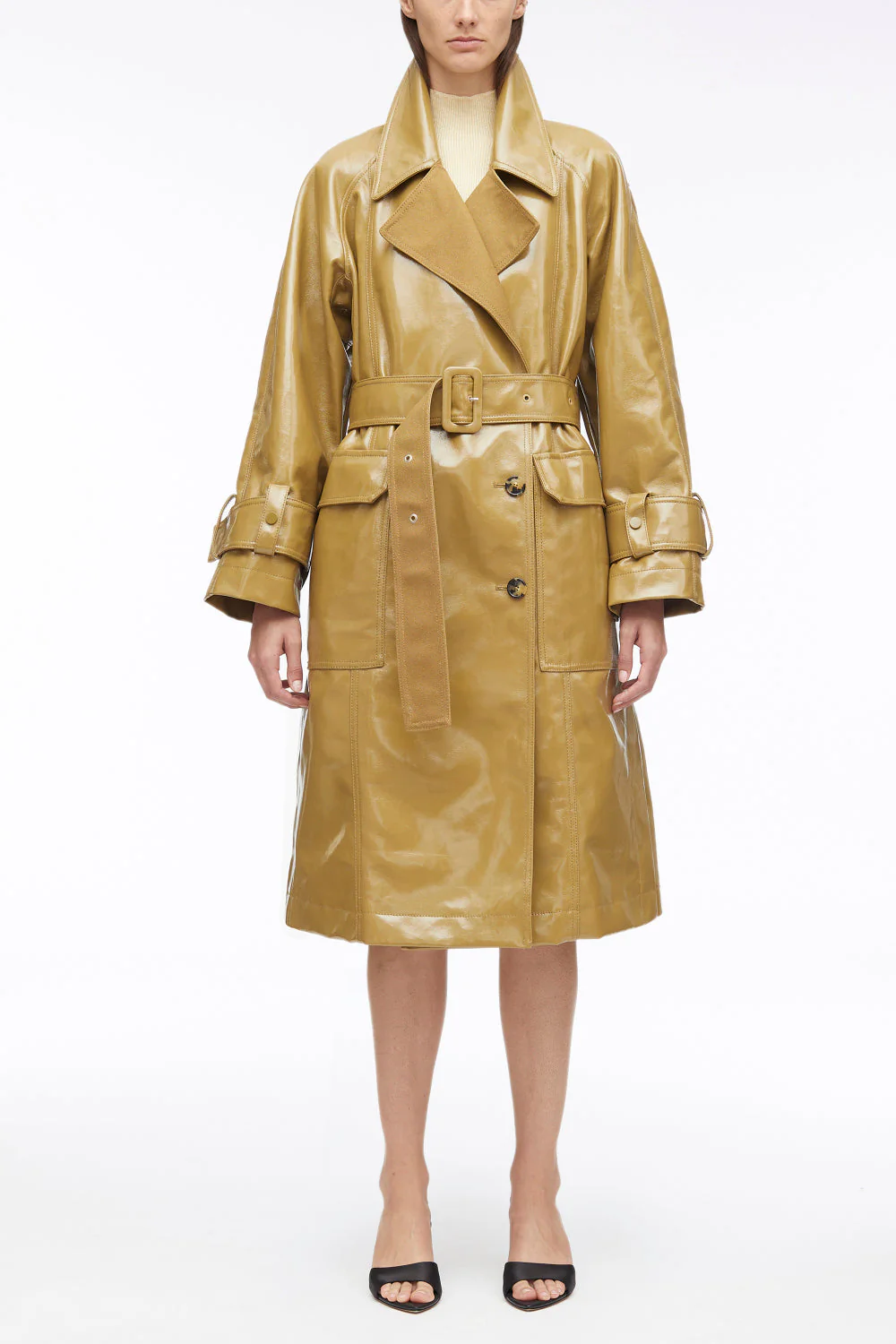 Laminated Cotton Canvas Trench Coat - Image 2