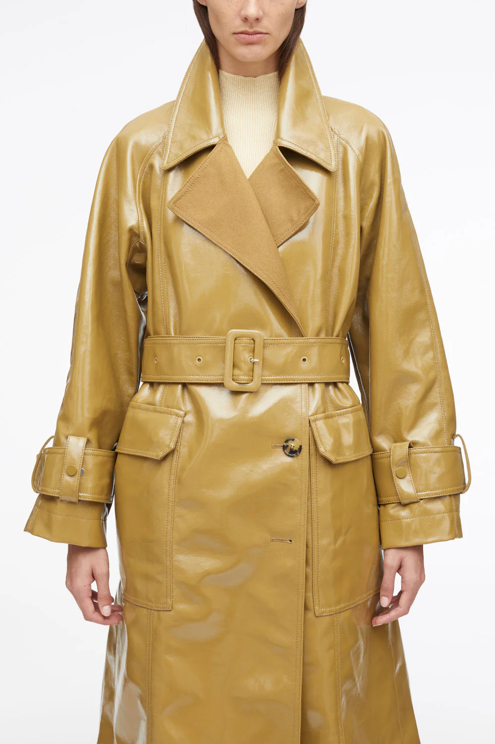 Laminated Cotton Canvas Trench Coat - Image 3