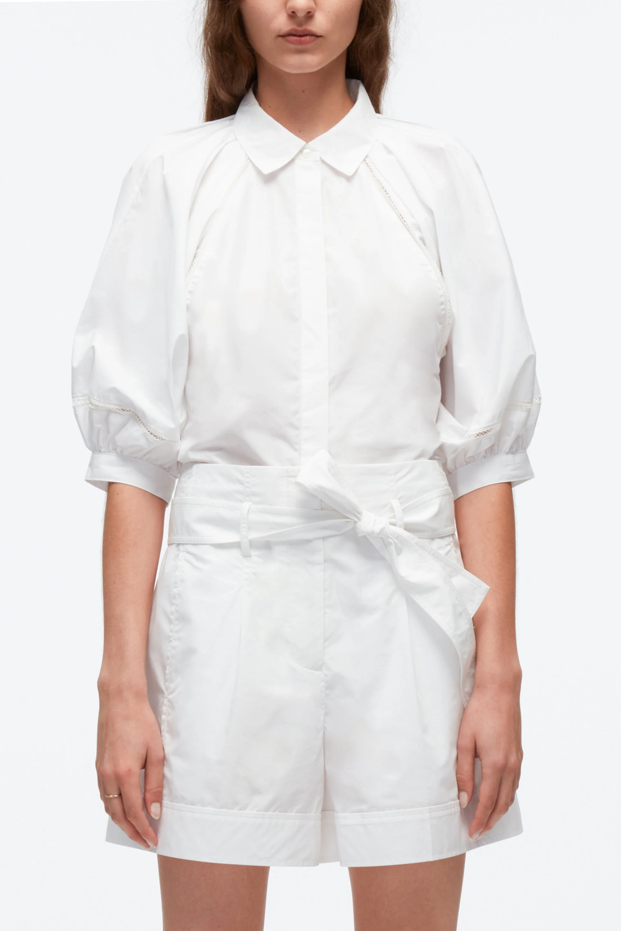 Lantern Sleeve Shirt With Lattice Trim - Image 10