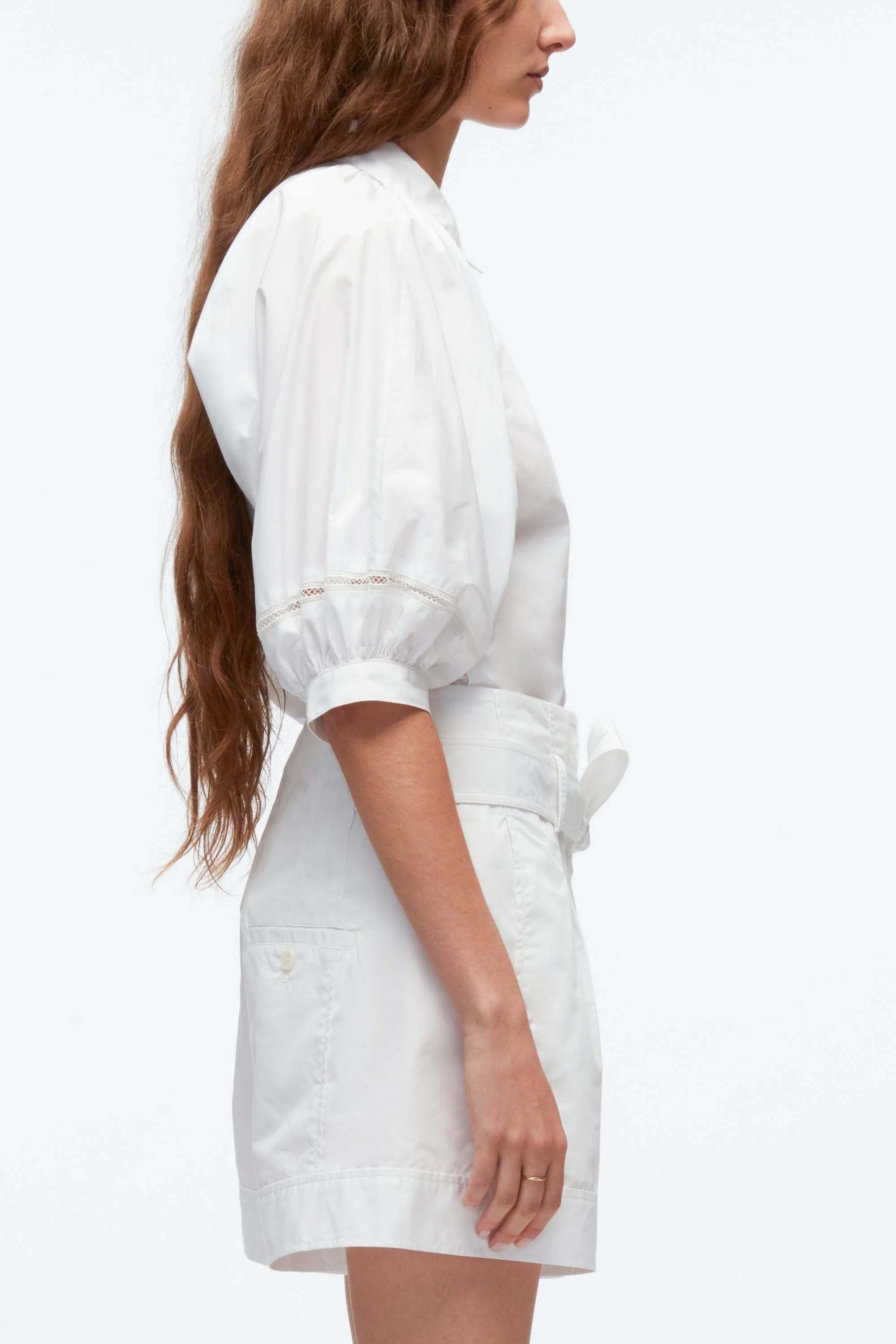 Lantern Sleeve Shirt With Lattice Trim - Image 12