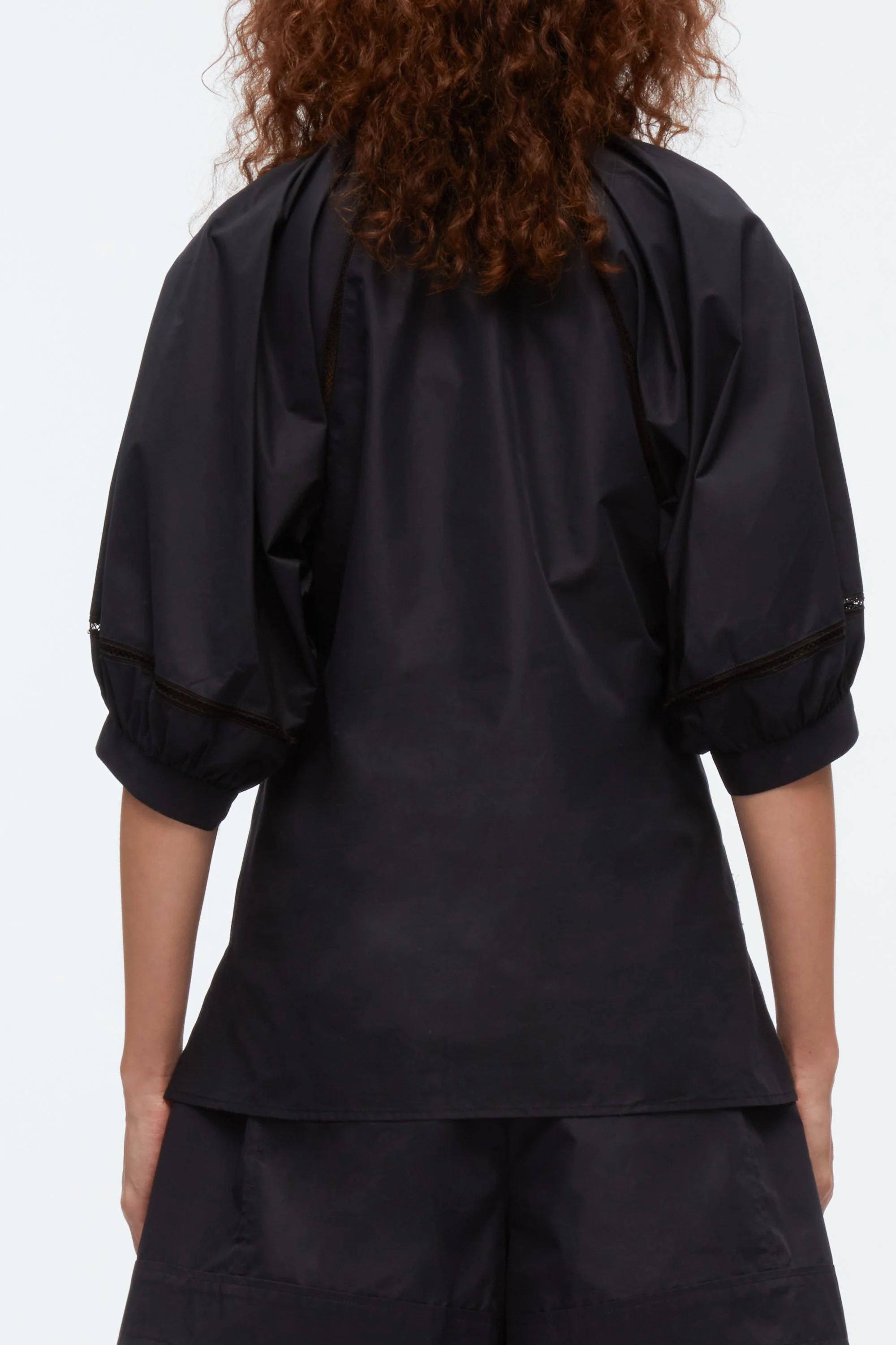 Lantern Sleeve Shirt With Lattice Trim - Image 5