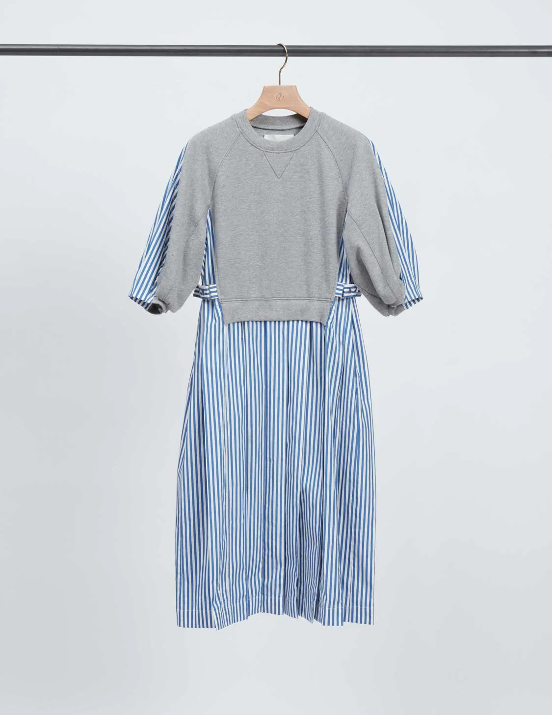 Lantern Sleeve Combo Pleat Dress